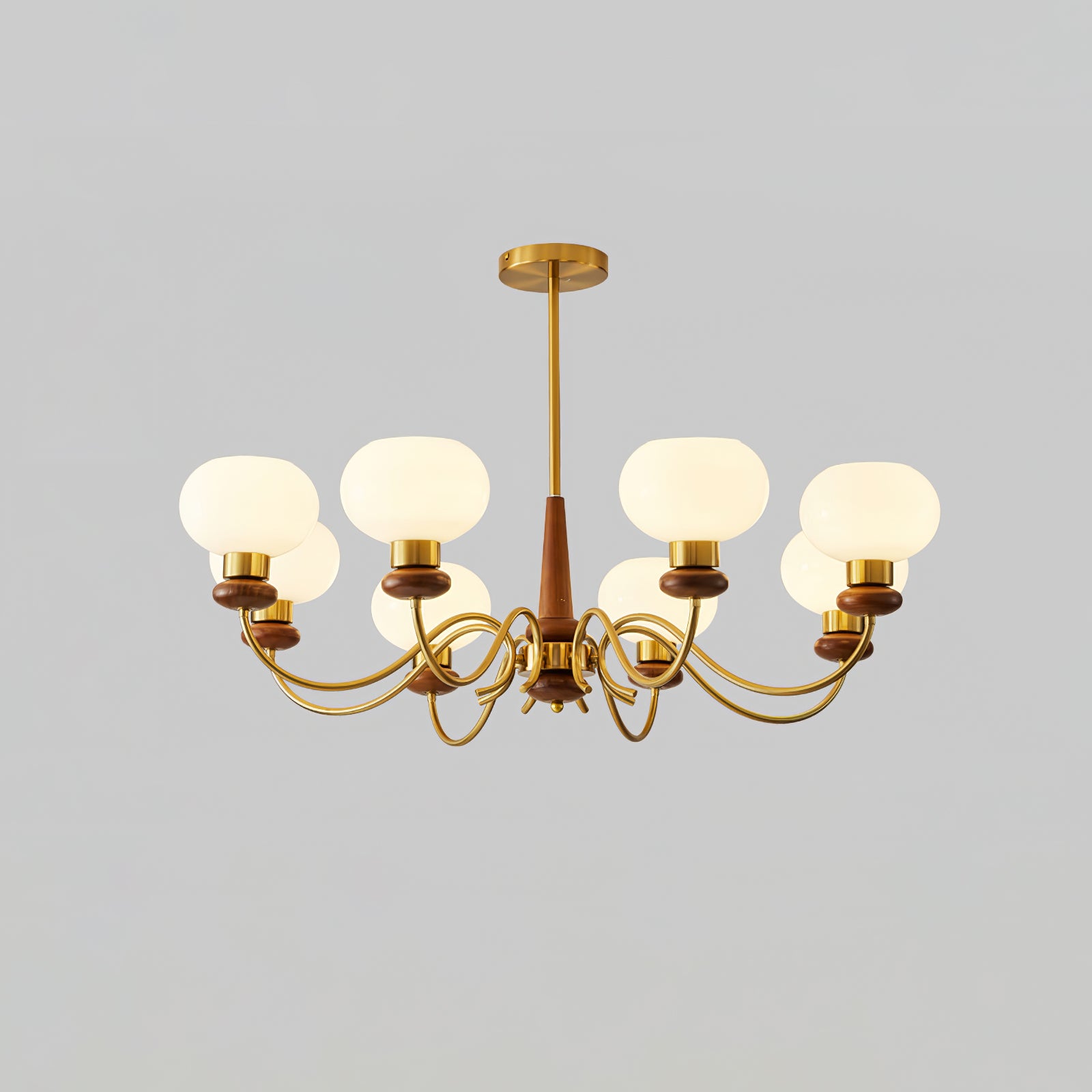 Lustra Chandelier Brass Wood Globe Classic-Neutral Decor
