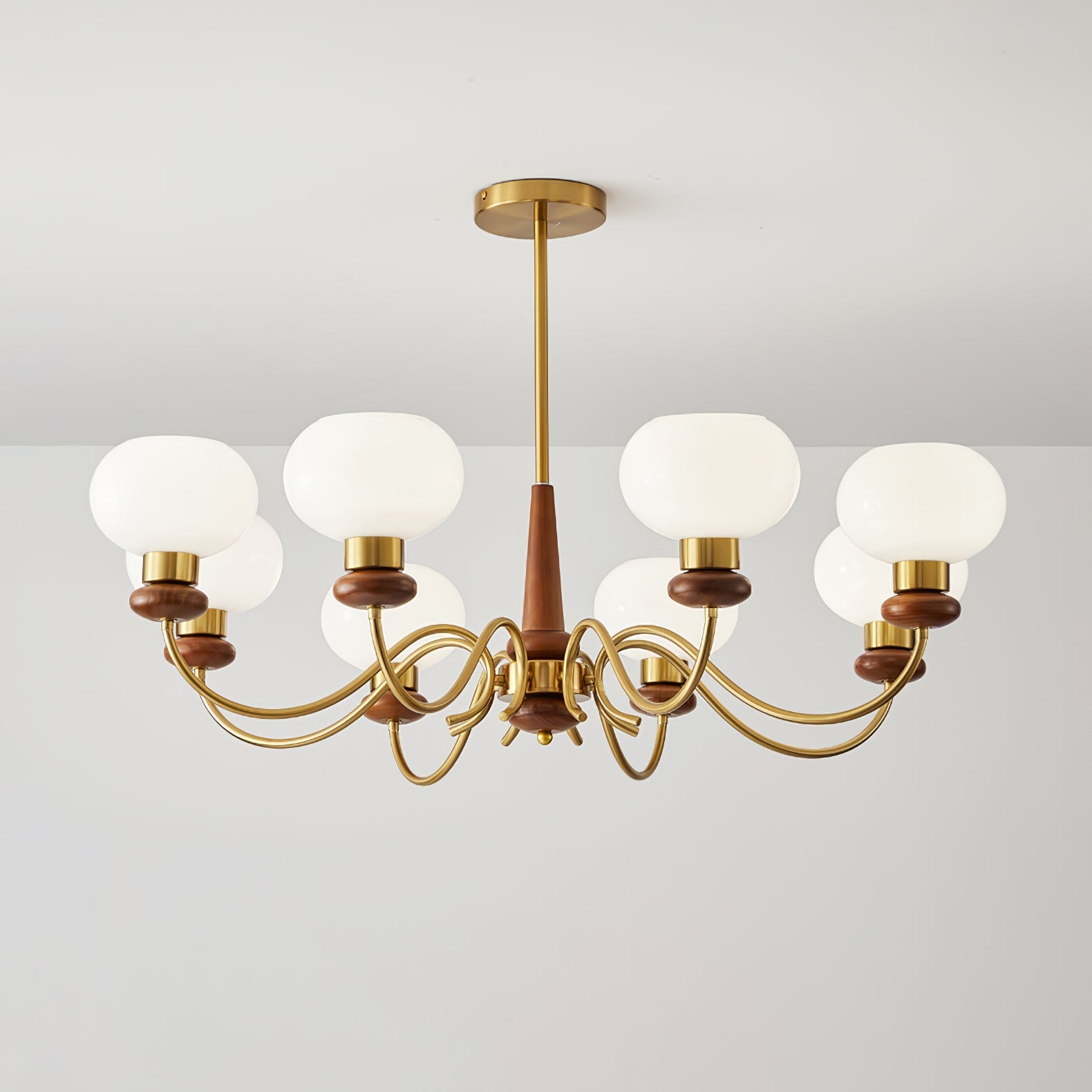 Lustra Chandelier Brass Wood Globe Classic-Neutral Decor