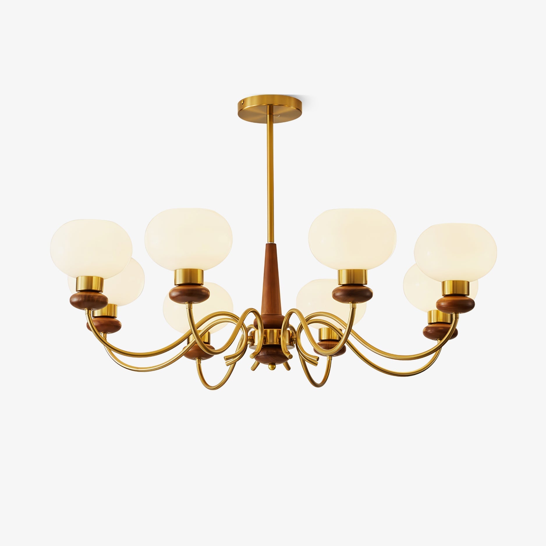 Lustra Chandelier Brass Wood Globe Classic-Neutral Decor