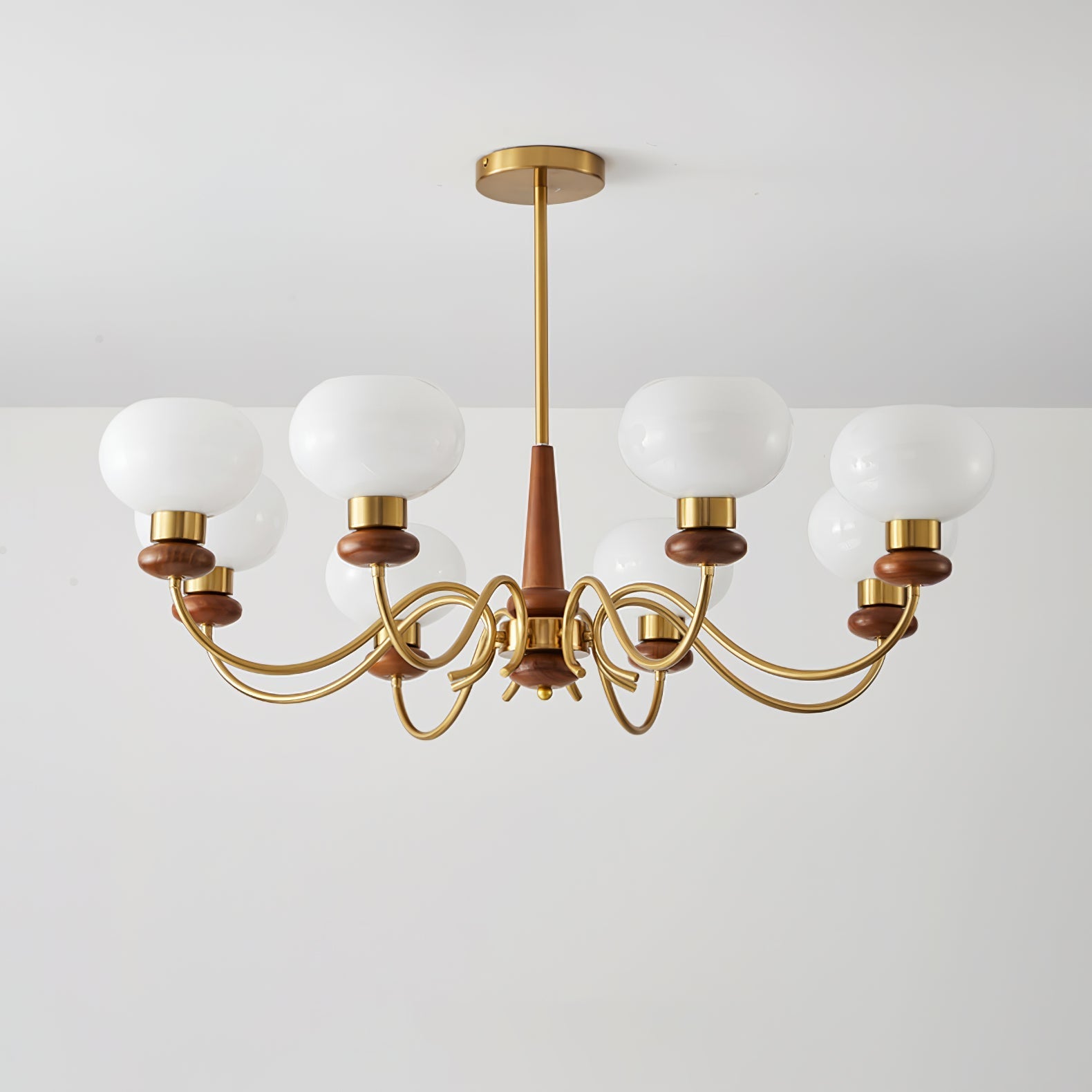Lustra Chandelier Brass Wood Globe Classic-Neutral Decor