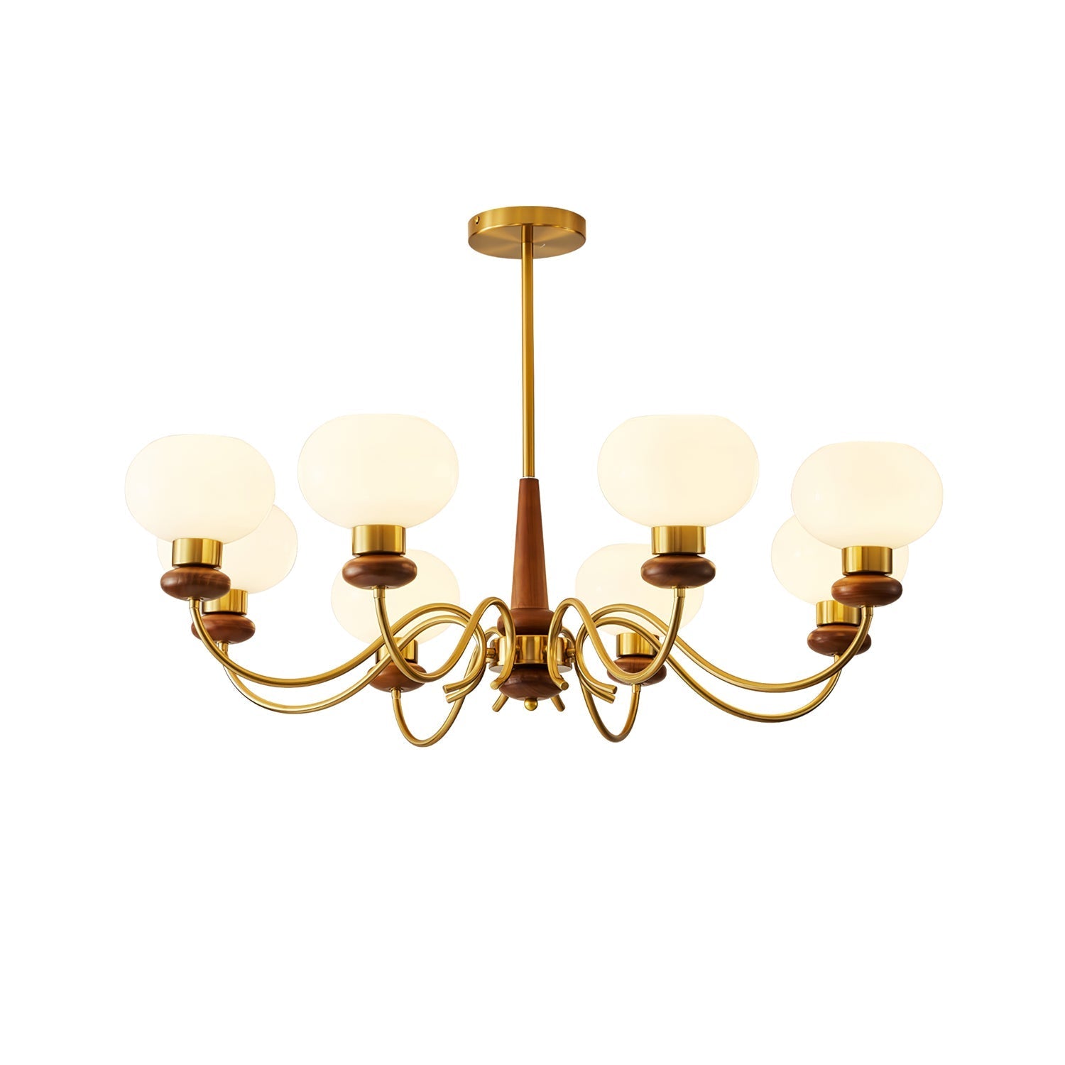 Lustra Chandelier Brass Wood Globe Classic-Neutral Decor