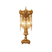 Regency Table Lamp with brass body and crystal details.