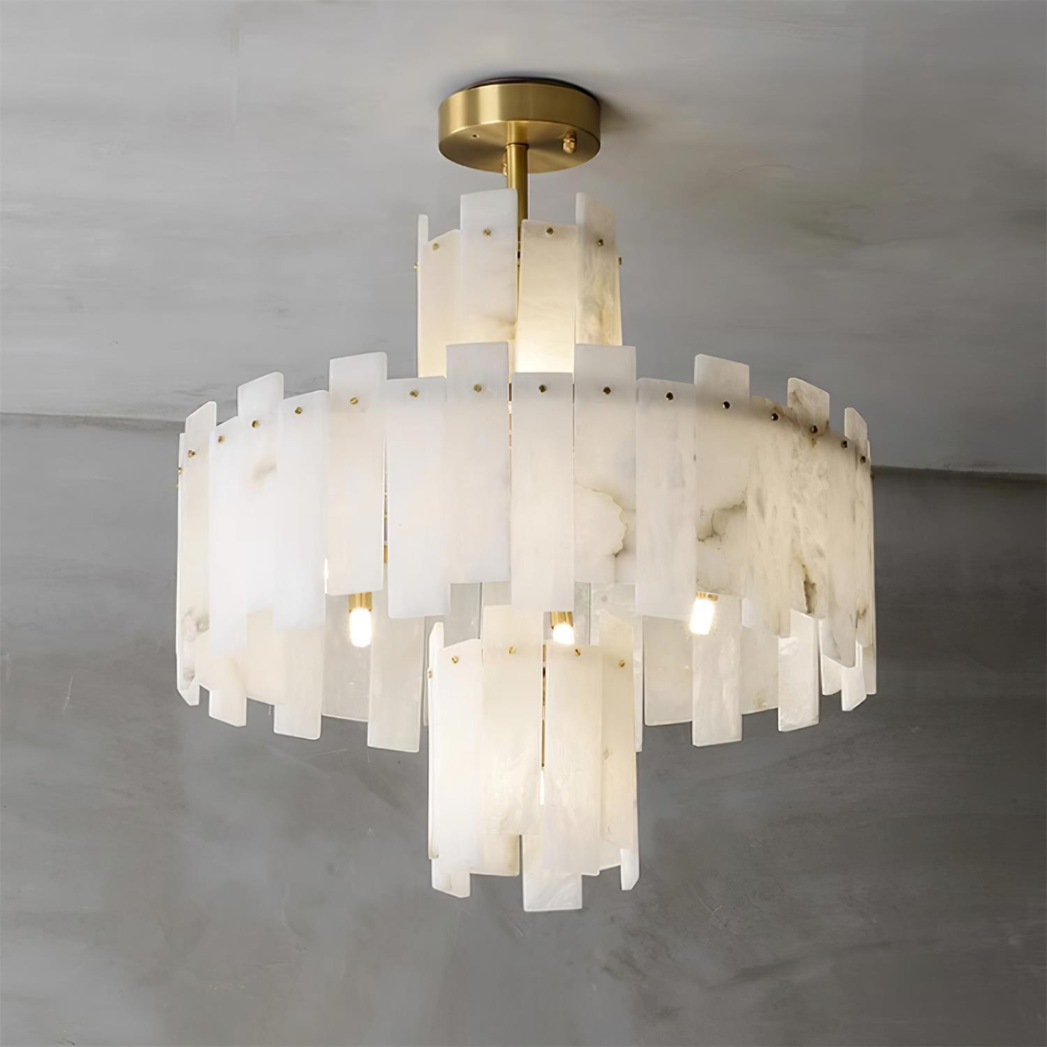 Soraya Art Deco Alabaster Chandelier Light-Neutral Decor