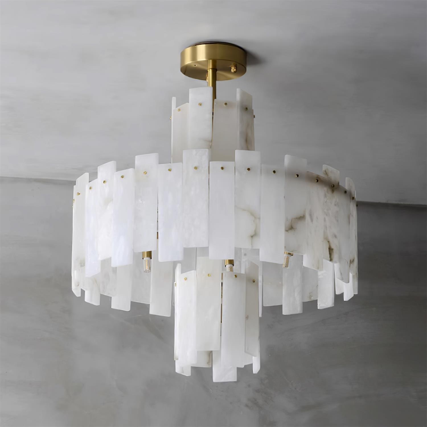 Soraya Art Deco Alabaster Chandelier Light-Neutral Decor