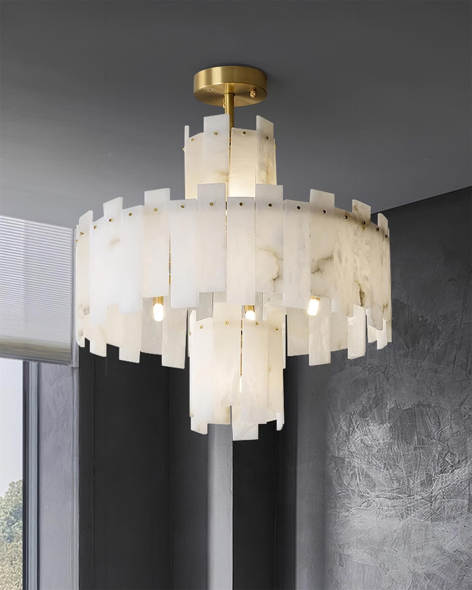 Soraya Art Deco Alabaster Chandelier Light-Neutral Decor