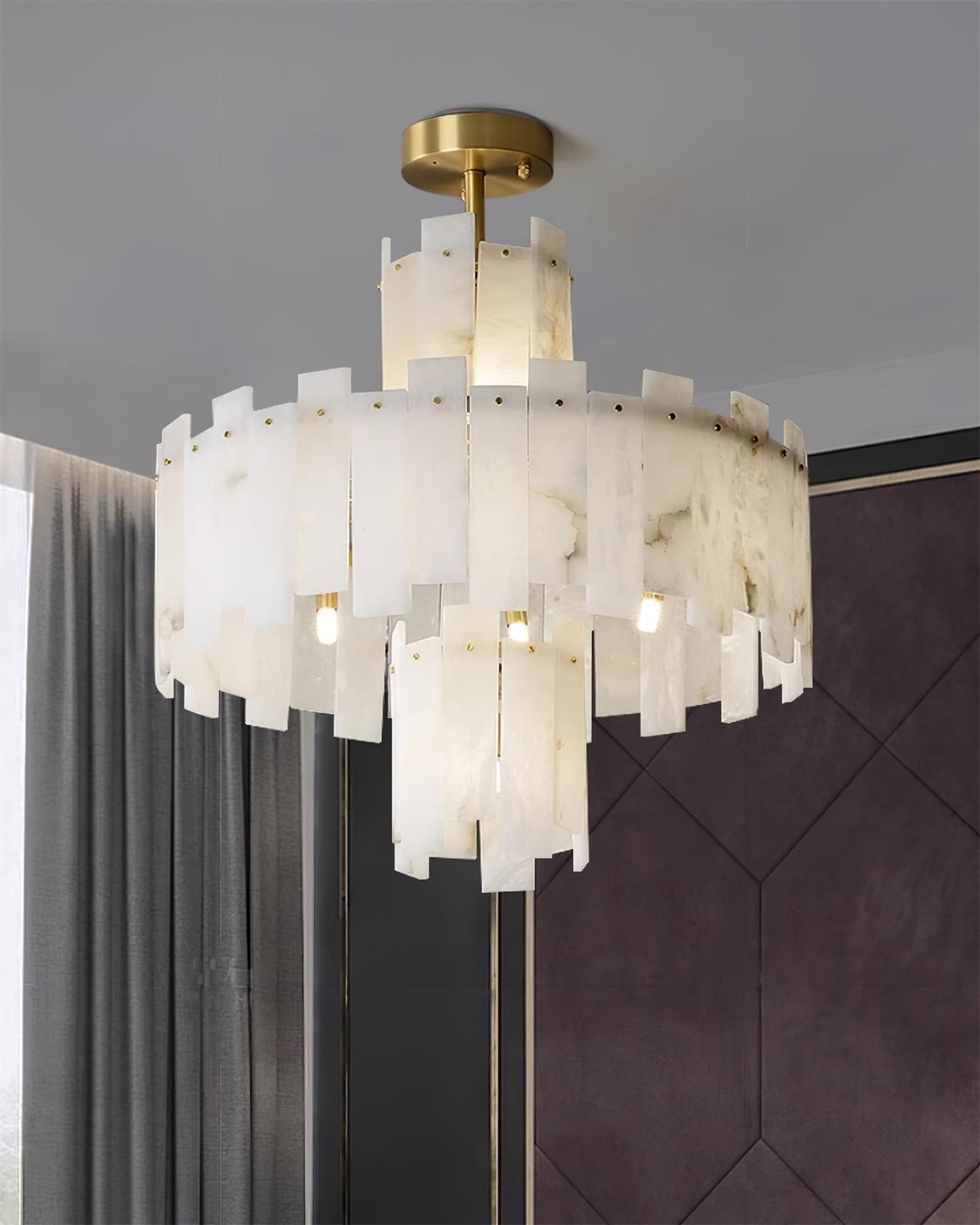 Soraya Art Deco Alabaster Chandelier Light-Neutral Decor
