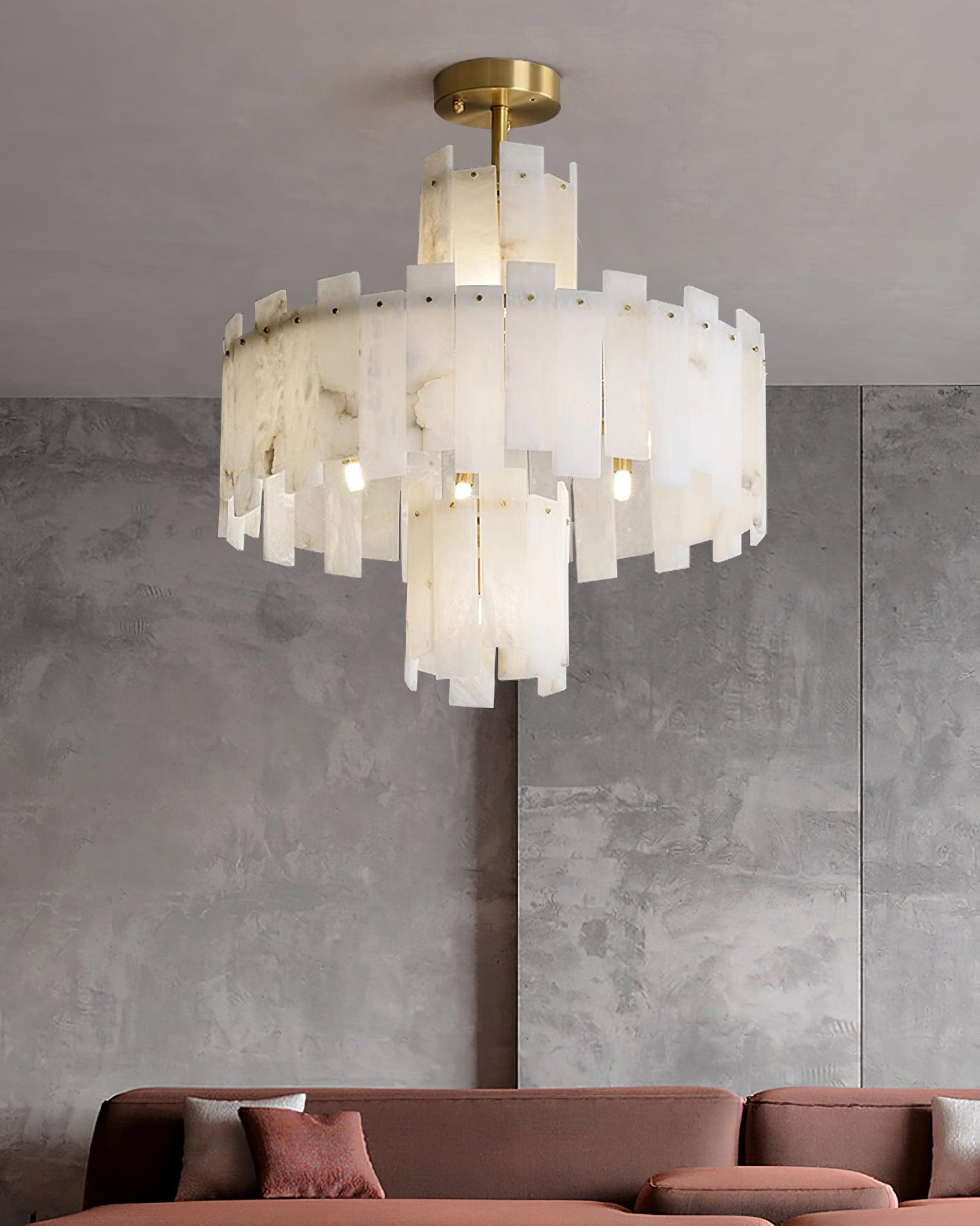 Soraya Art Deco Alabaster Chandelier Light-Neutral Decor