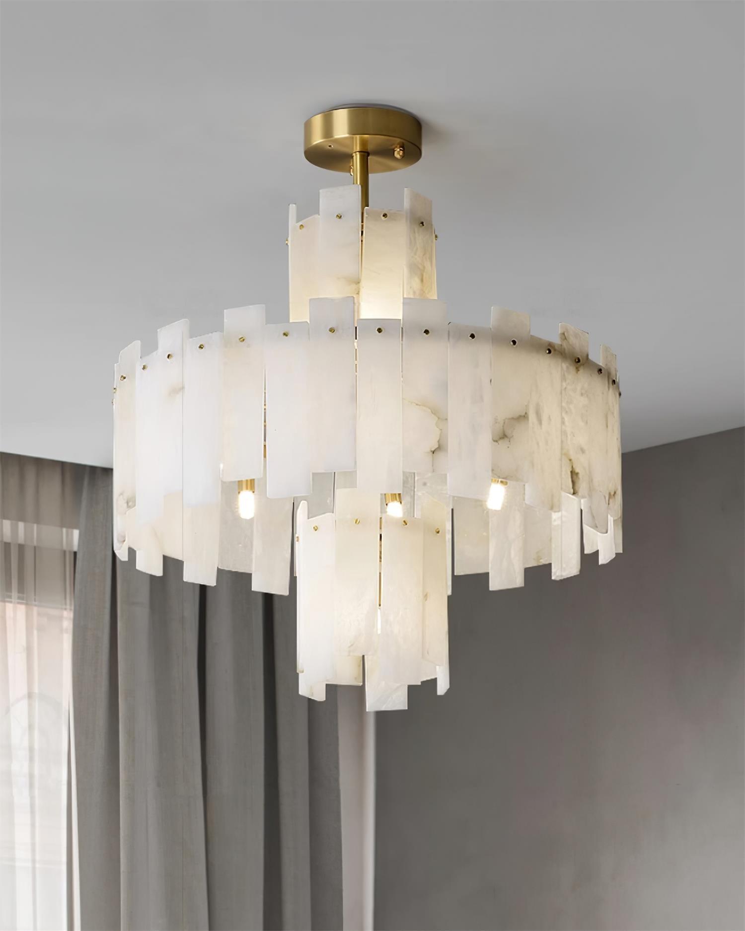 Soraya Art Deco Alabaster Chandelier Light-Neutral Decor