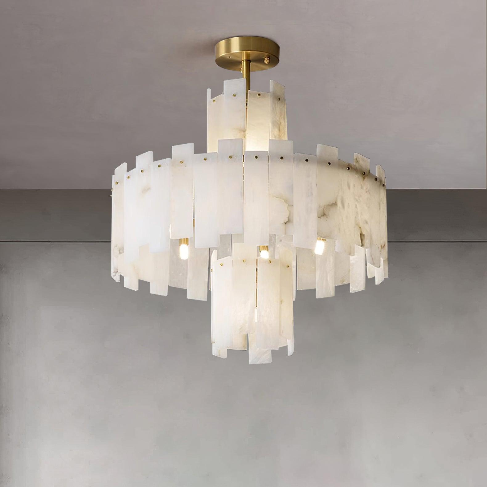 Soraya Art Deco Alabaster Chandelier Light-Neutral Decor