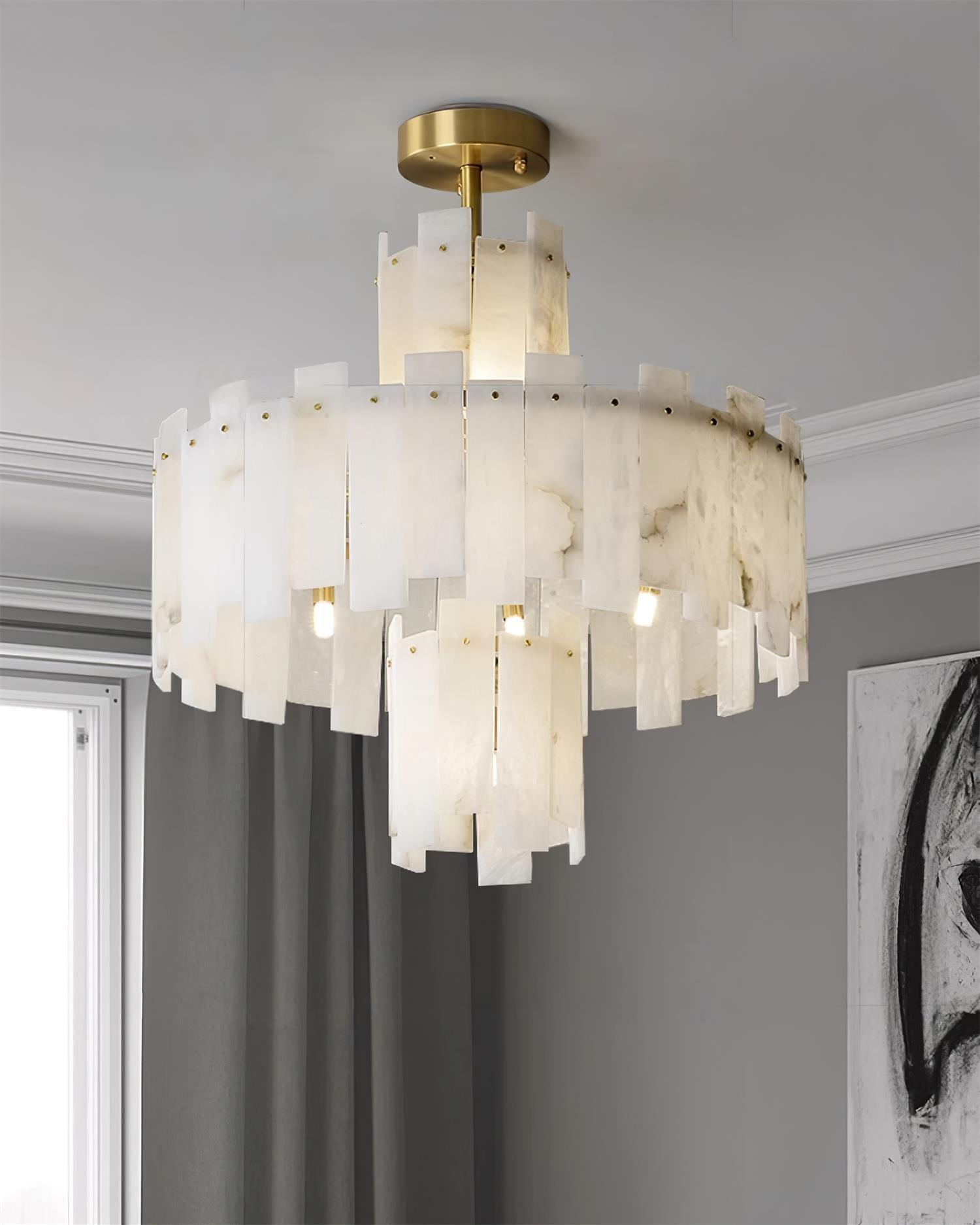 Soraya Art Deco Alabaster Chandelier Light-Neutral Decor