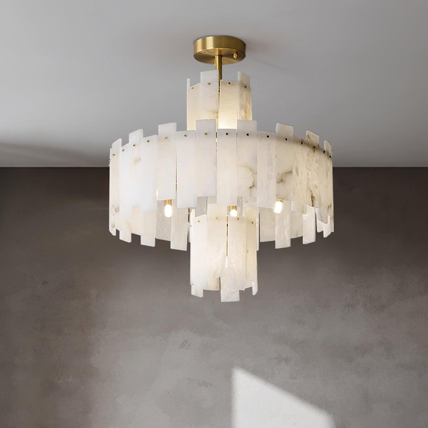 Soraya Art Deco Alabaster Chandelier Light-Neutral Decor
