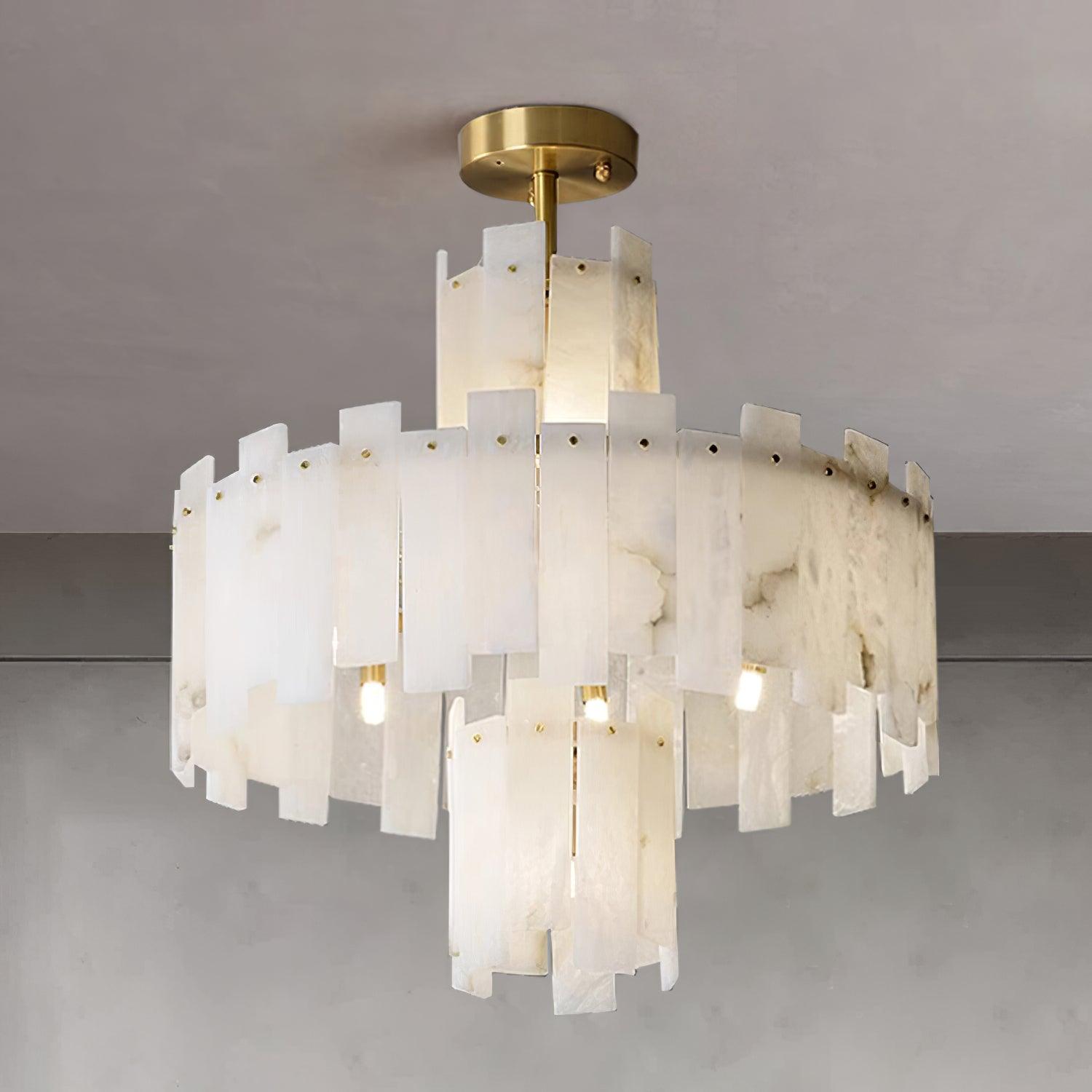Soraya Art Deco Alabaster Chandelier Light-Neutral Decor