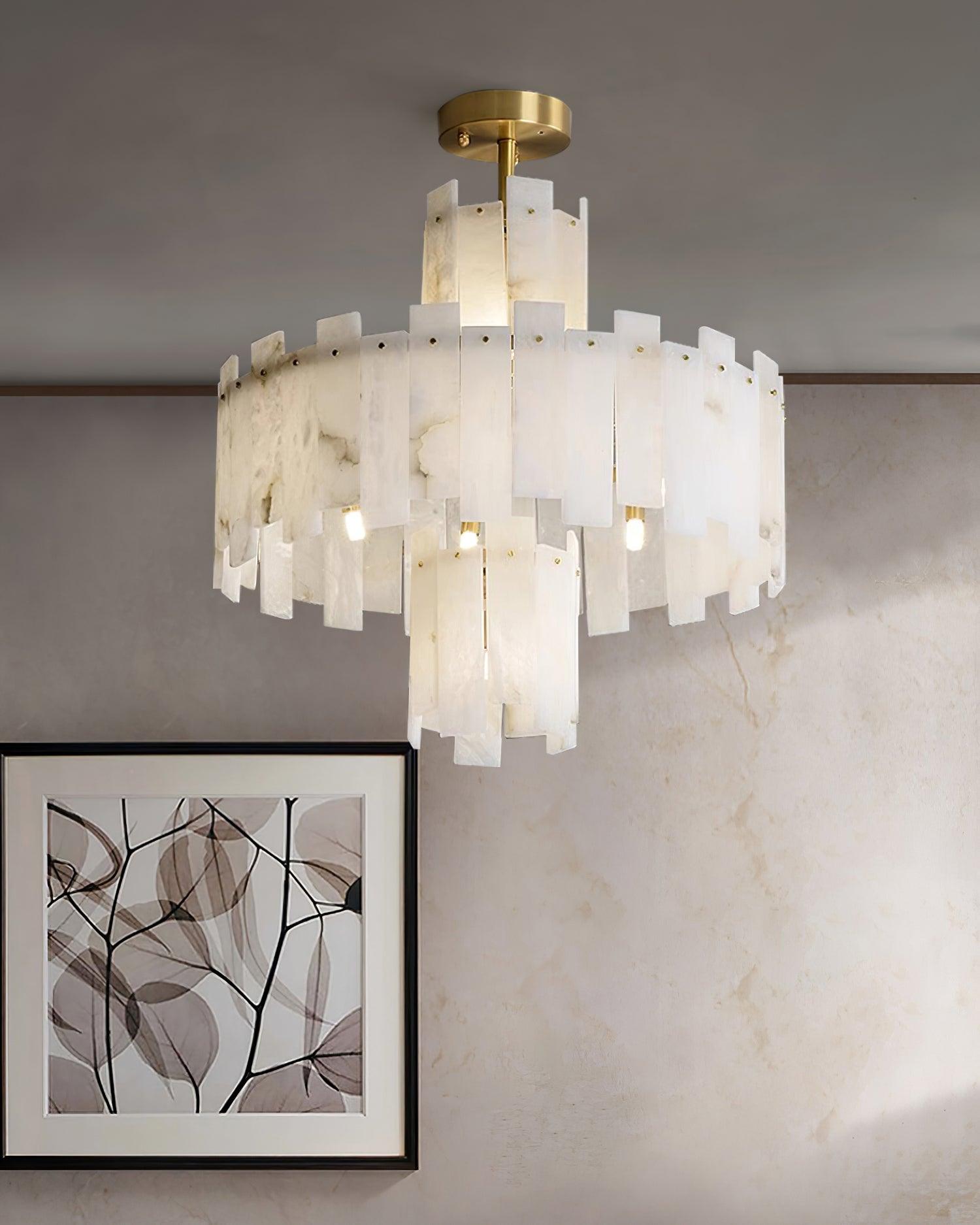 Soraya Art Deco Alabaster Chandelier Light-Neutral Decor