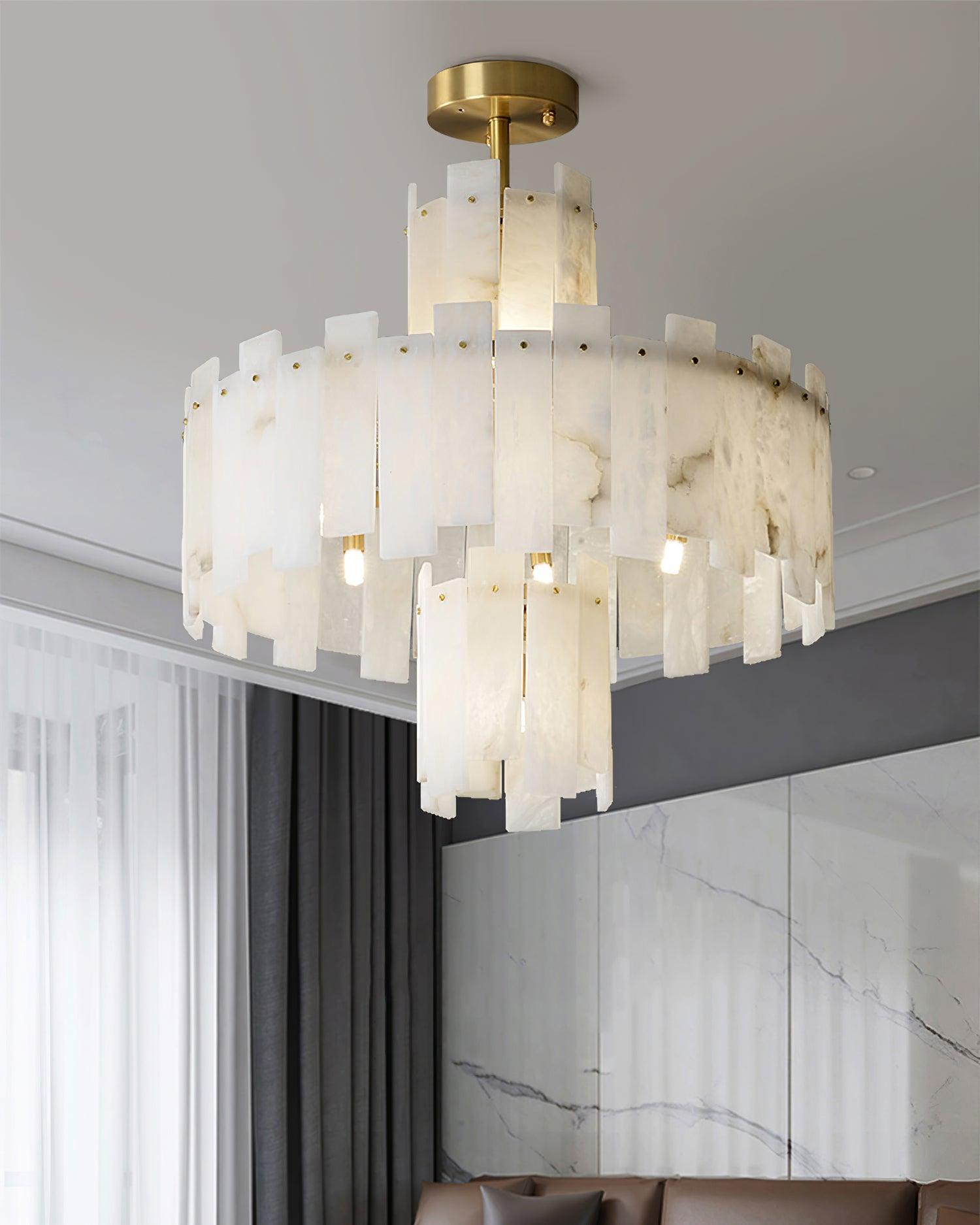Soraya Art Deco Alabaster Chandelier Light-Neutral Decor