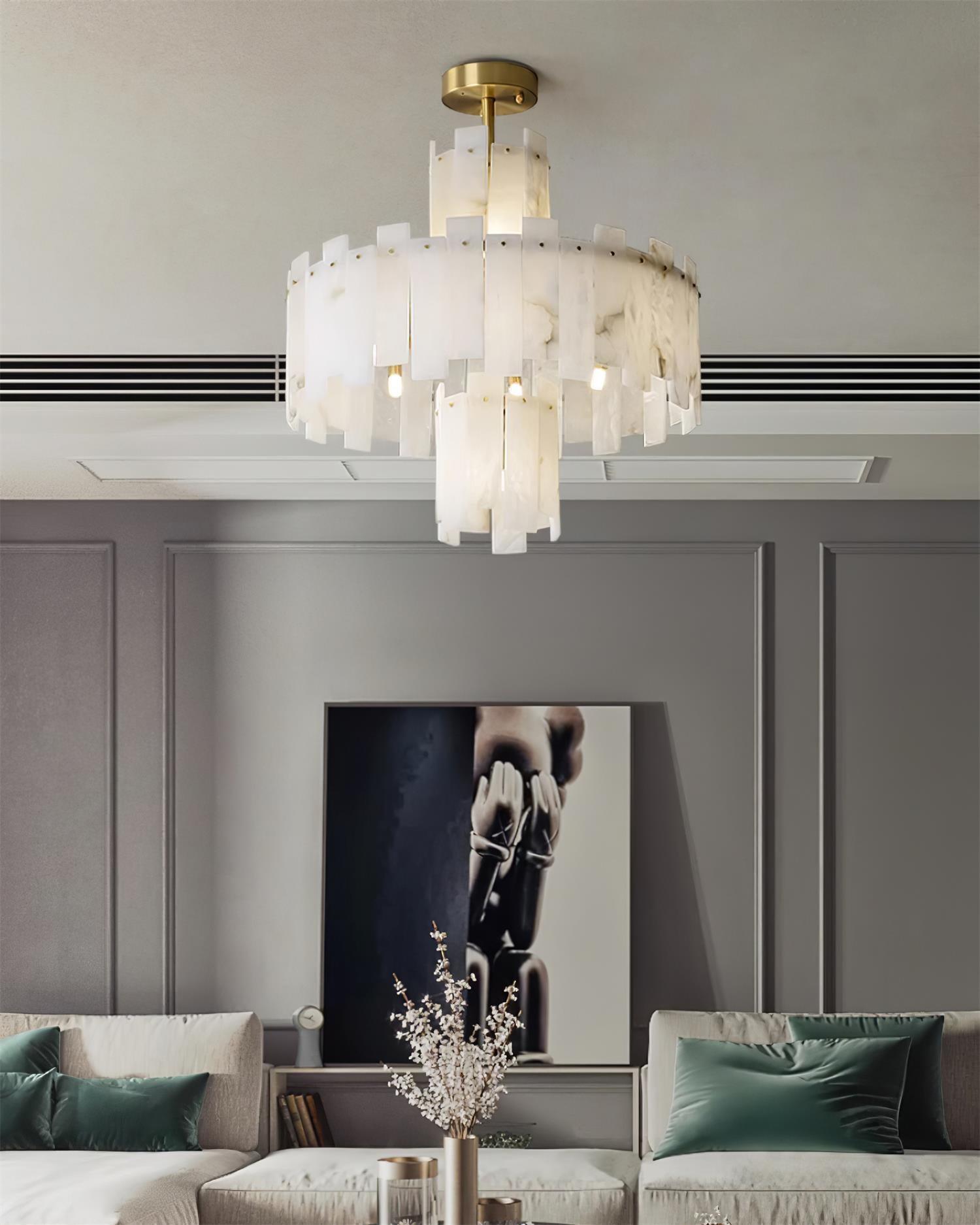 Soraya Art Deco Alabaster Chandelier Light-Neutral Decor