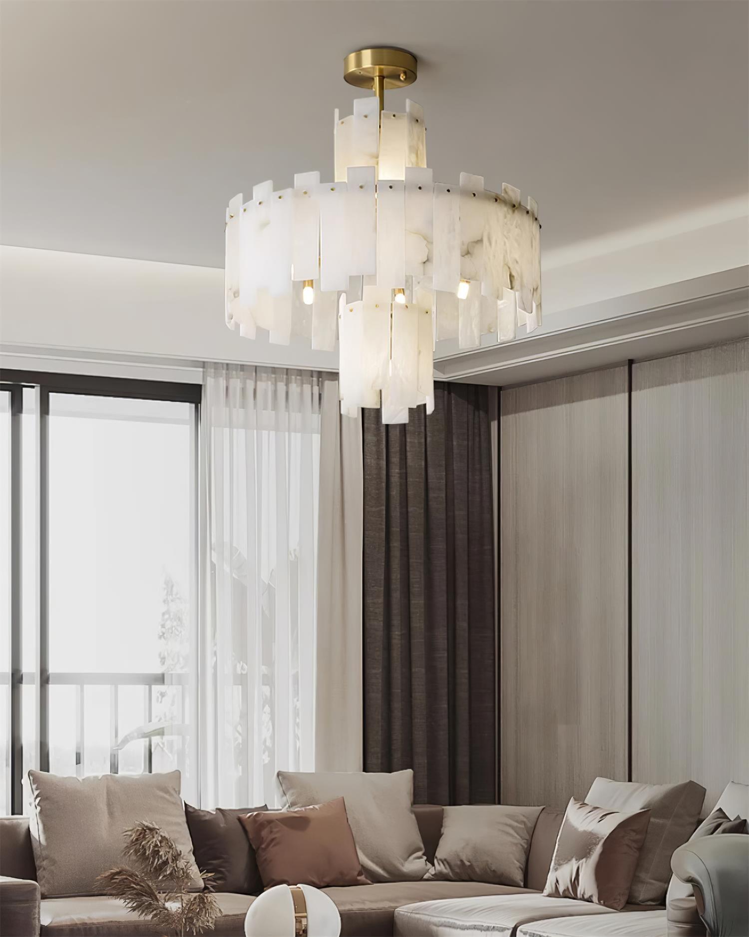 Soraya Art Deco Alabaster Chandelier Light-Neutral Decor