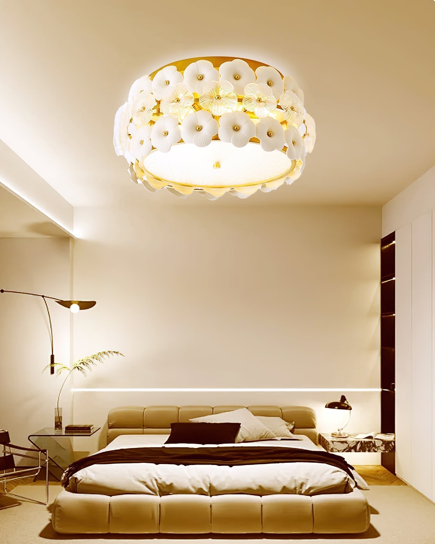 Regina Art Flowers Glass Ceramics Ceiling Lamp-Neutral Decor