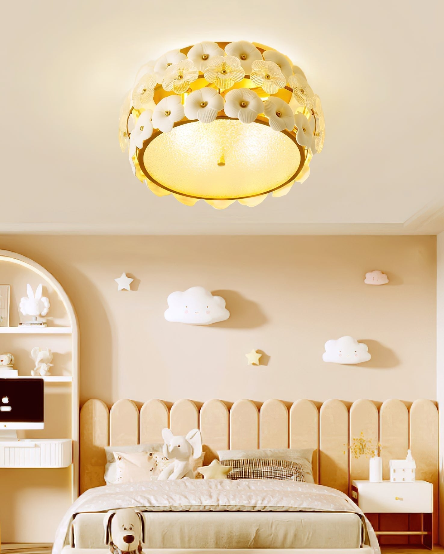 Regina Art Flowers Glass Ceramics Ceiling Lamp-Neutral Decor