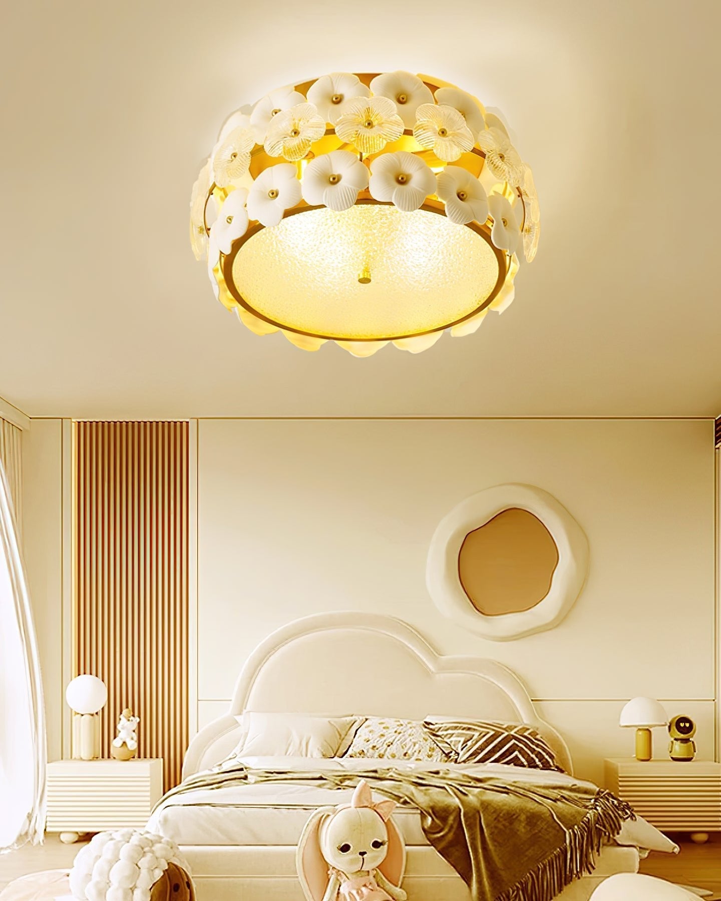 Regina Art Flowers Glass Ceramics Ceiling Lamp-Neutral Decor
