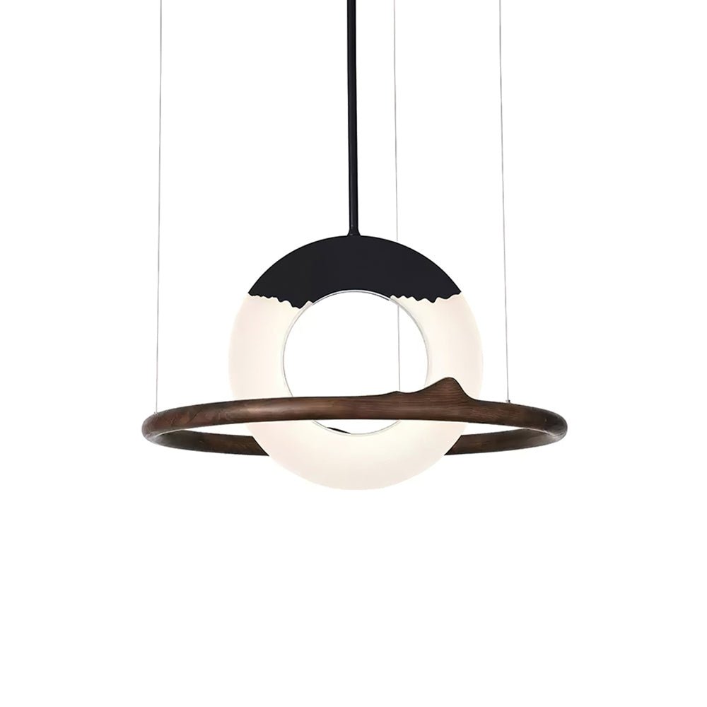 Mytalan Circular Acrylic Wood Pendant Light-Neutral Decor