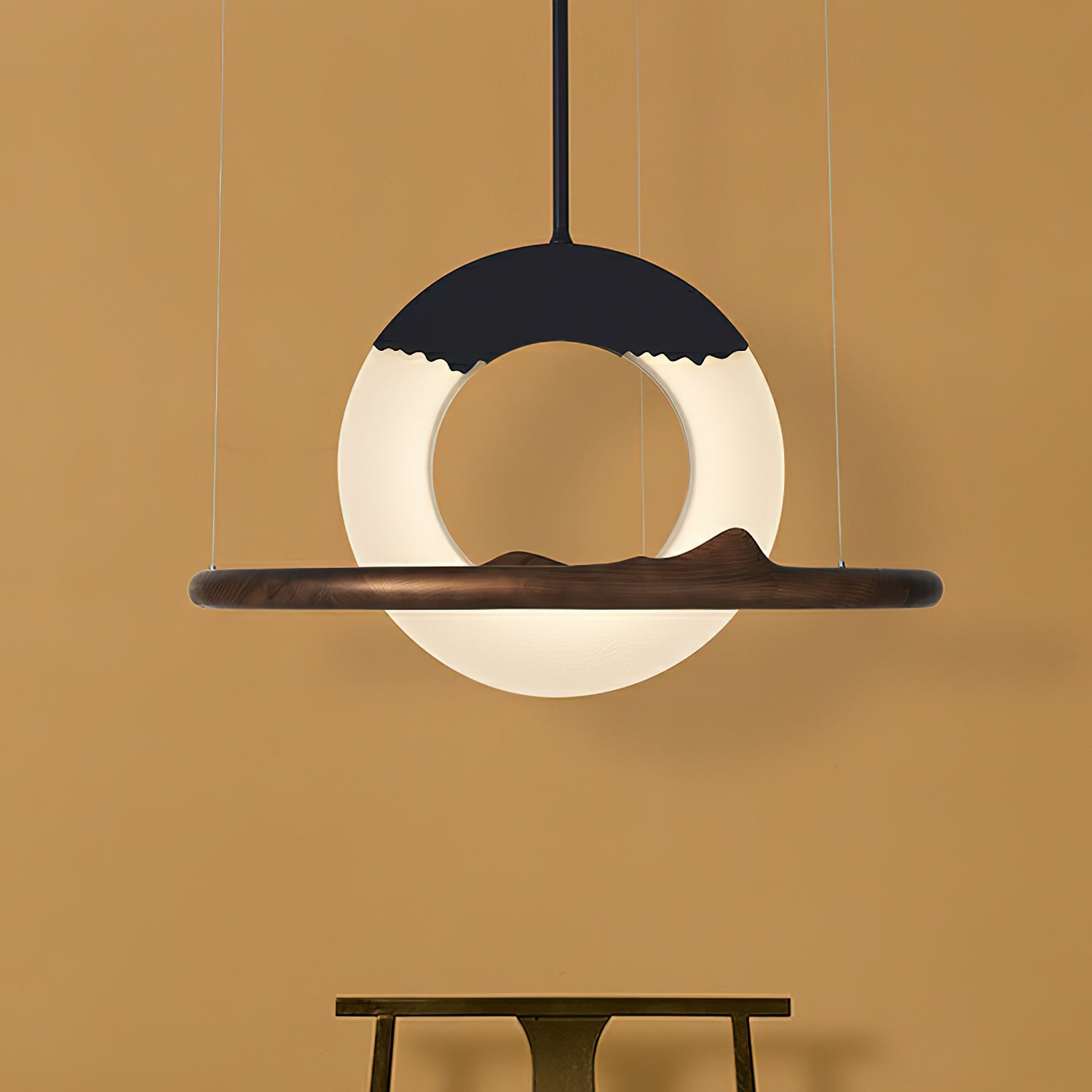 Mytalan Circular Acrylic Wood Pendant Light-Neutral Decor