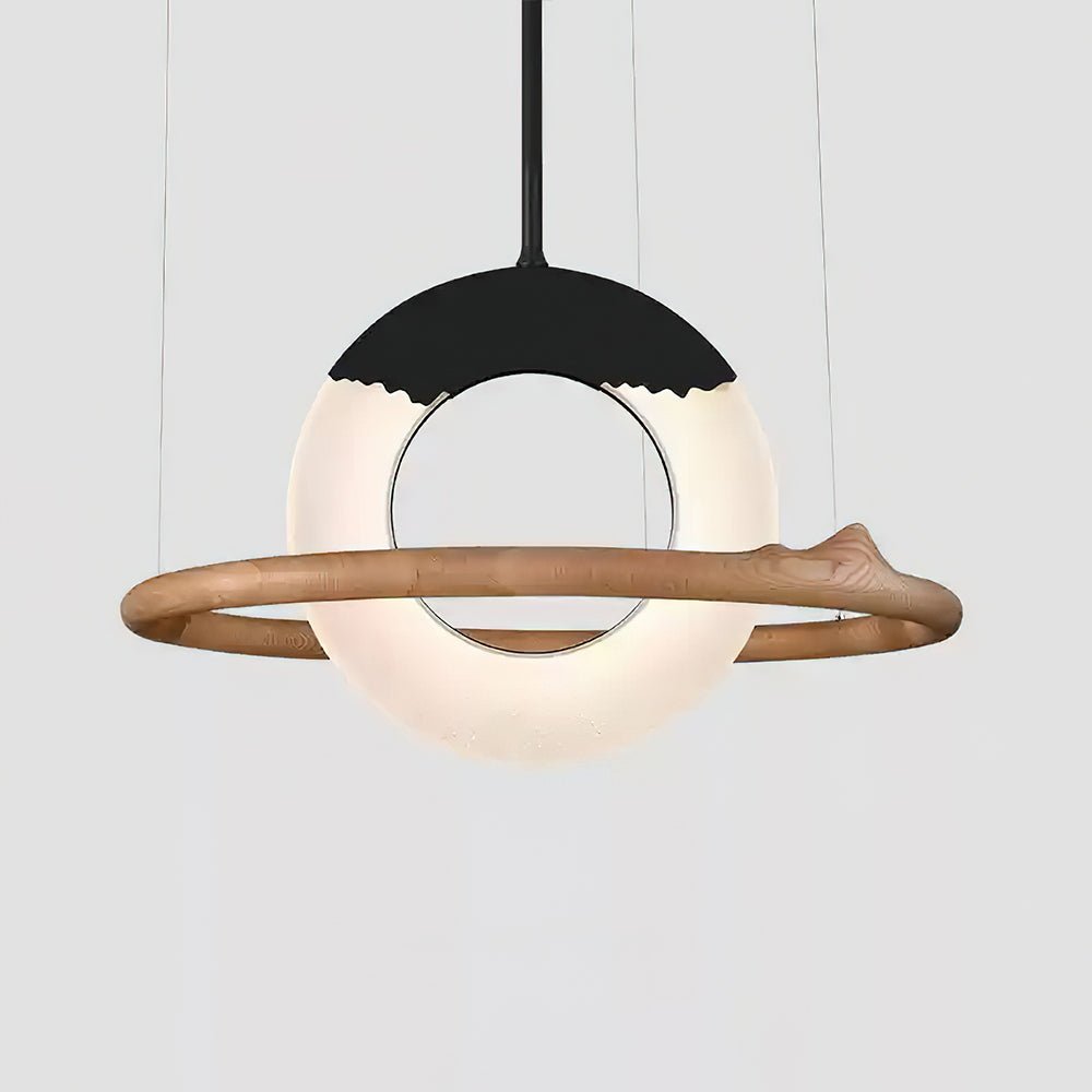 Mytalan Circular Acrylic Wood Pendant Light-Neutral Decor