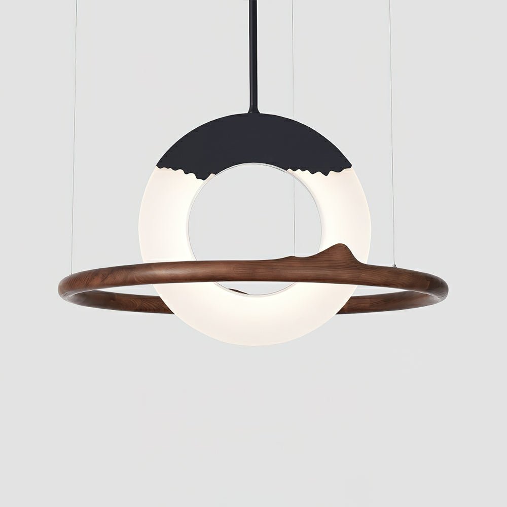 Mytalan Circular Acrylic Wood Pendant Light-Neutral Decor