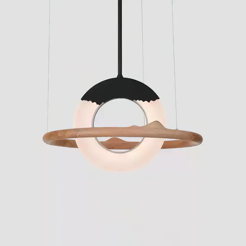 Mytalan Circular Acrylic Wood Pendant Light-Neutral Decor