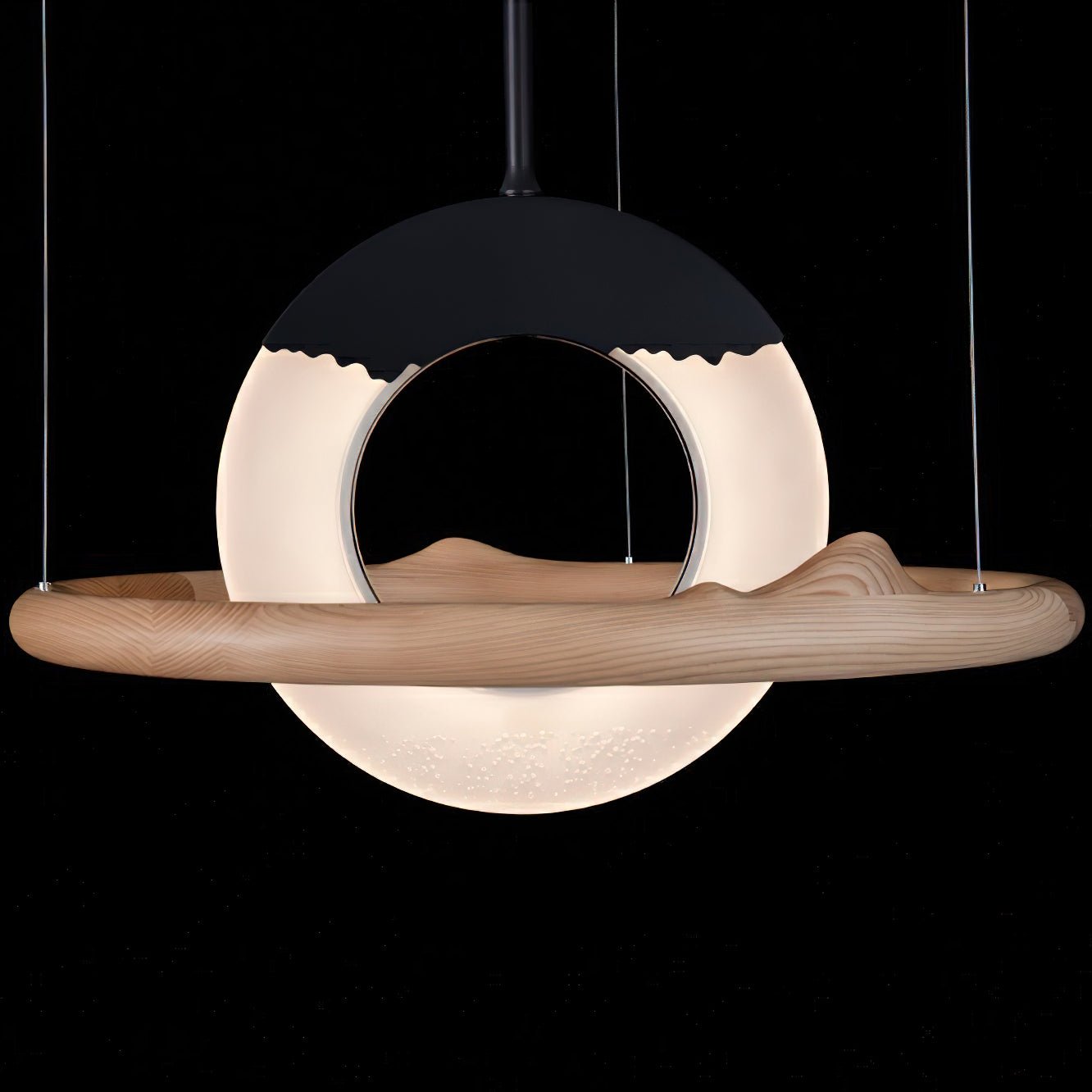 Mytalan Circular Acrylic Wood Pendant Light-Neutral Decor