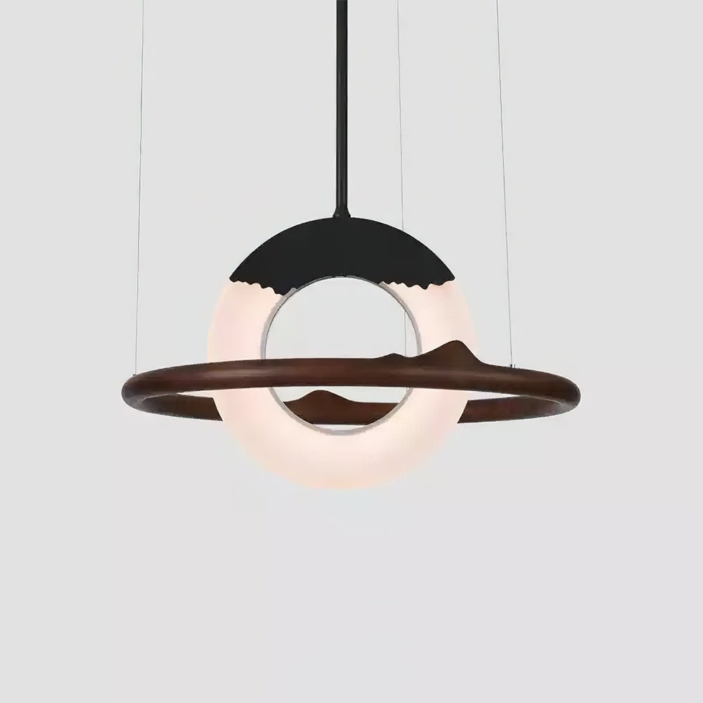 Mytalan Circular Acrylic Wood Pendant Light-Neutral Decor