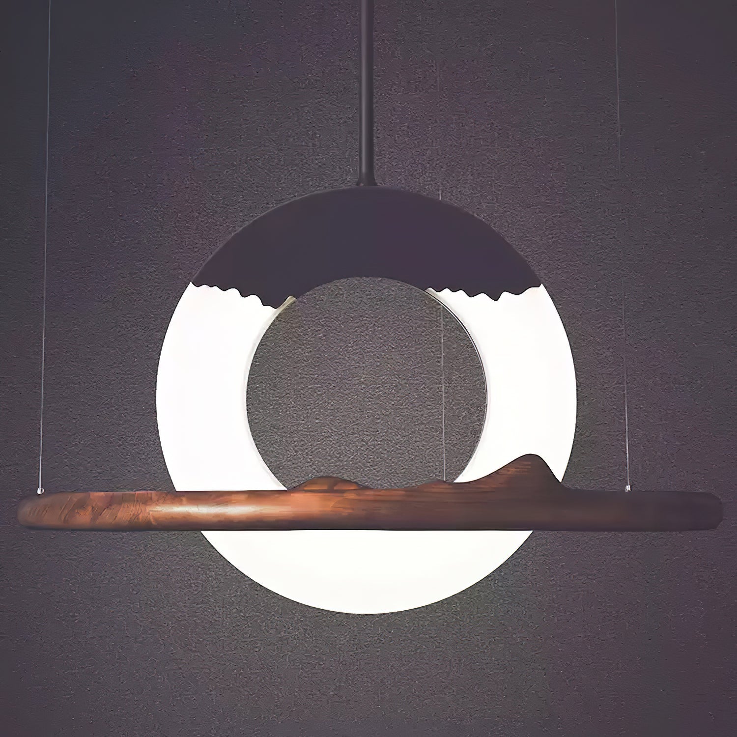 Mytalan Circular Acrylic Wood Pendant Light-Neutral Decor