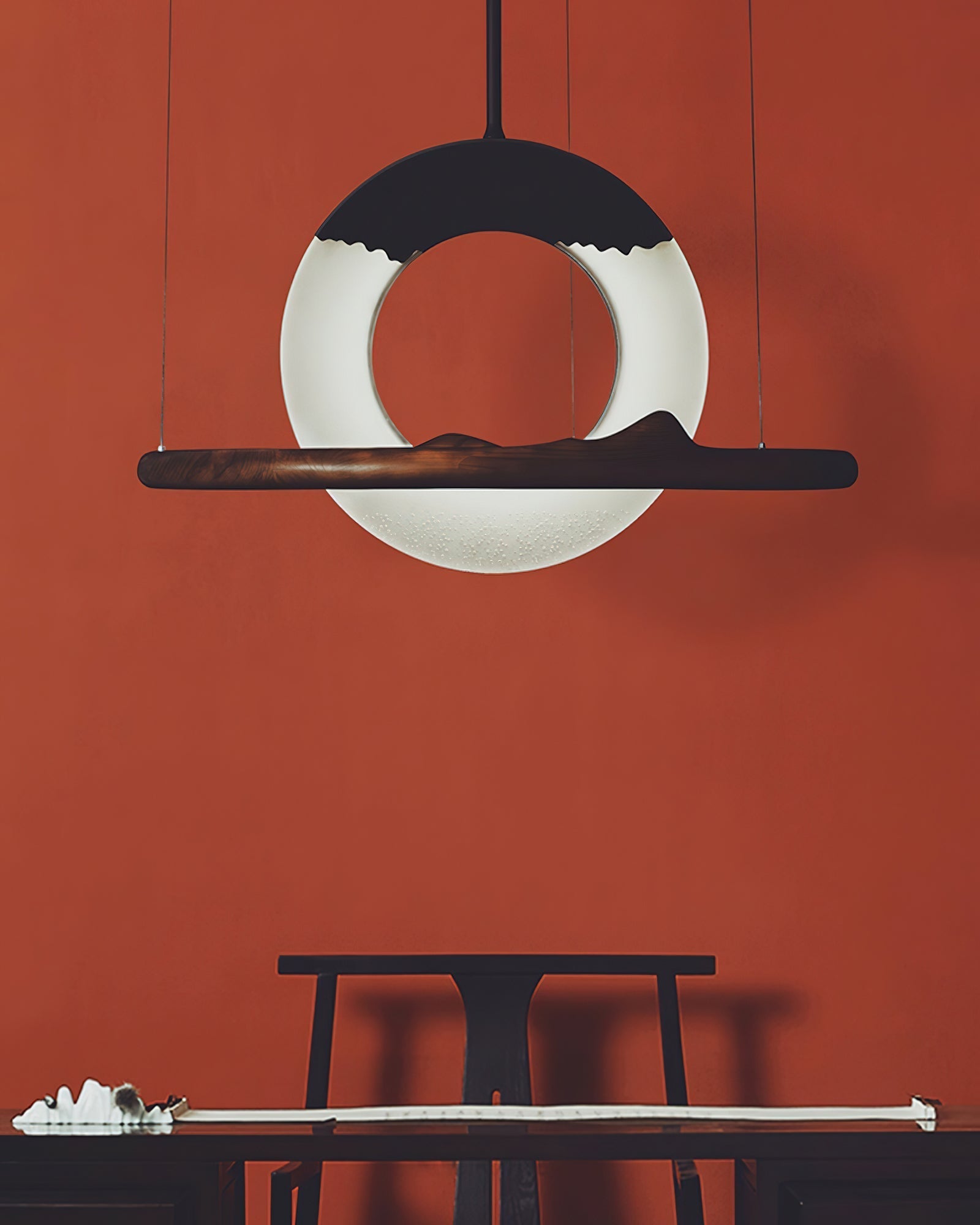 Mytalan Circular Acrylic Wood Pendant Light-Neutral Decor