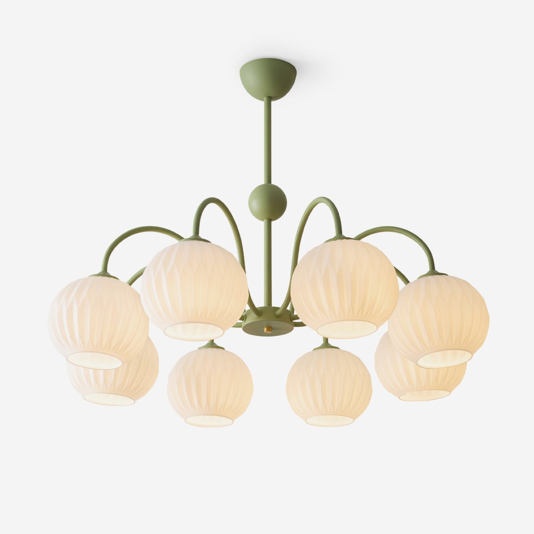 Colven Chandelier Green Ribbed Glass Modern 8-Light-Neutral Decor
