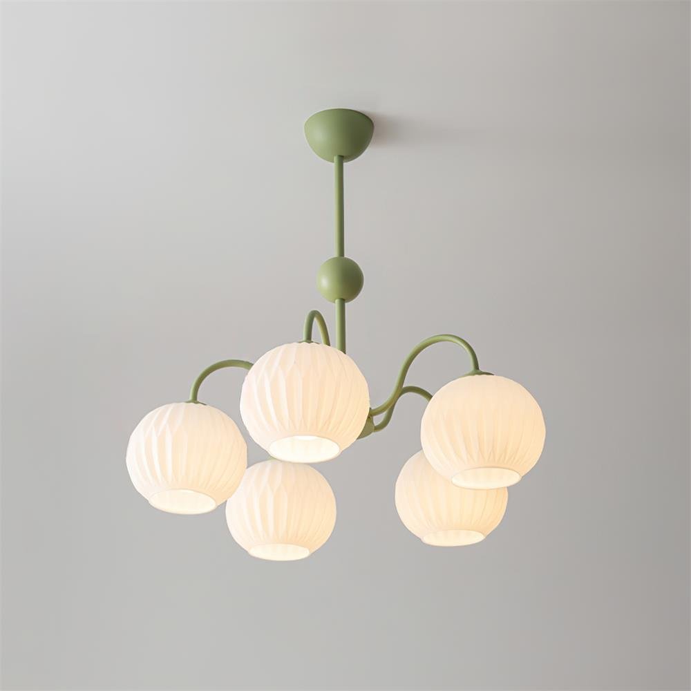 Colven Chandelier Green Ribbed Glass Modern 8-Light-Neutral Decor
