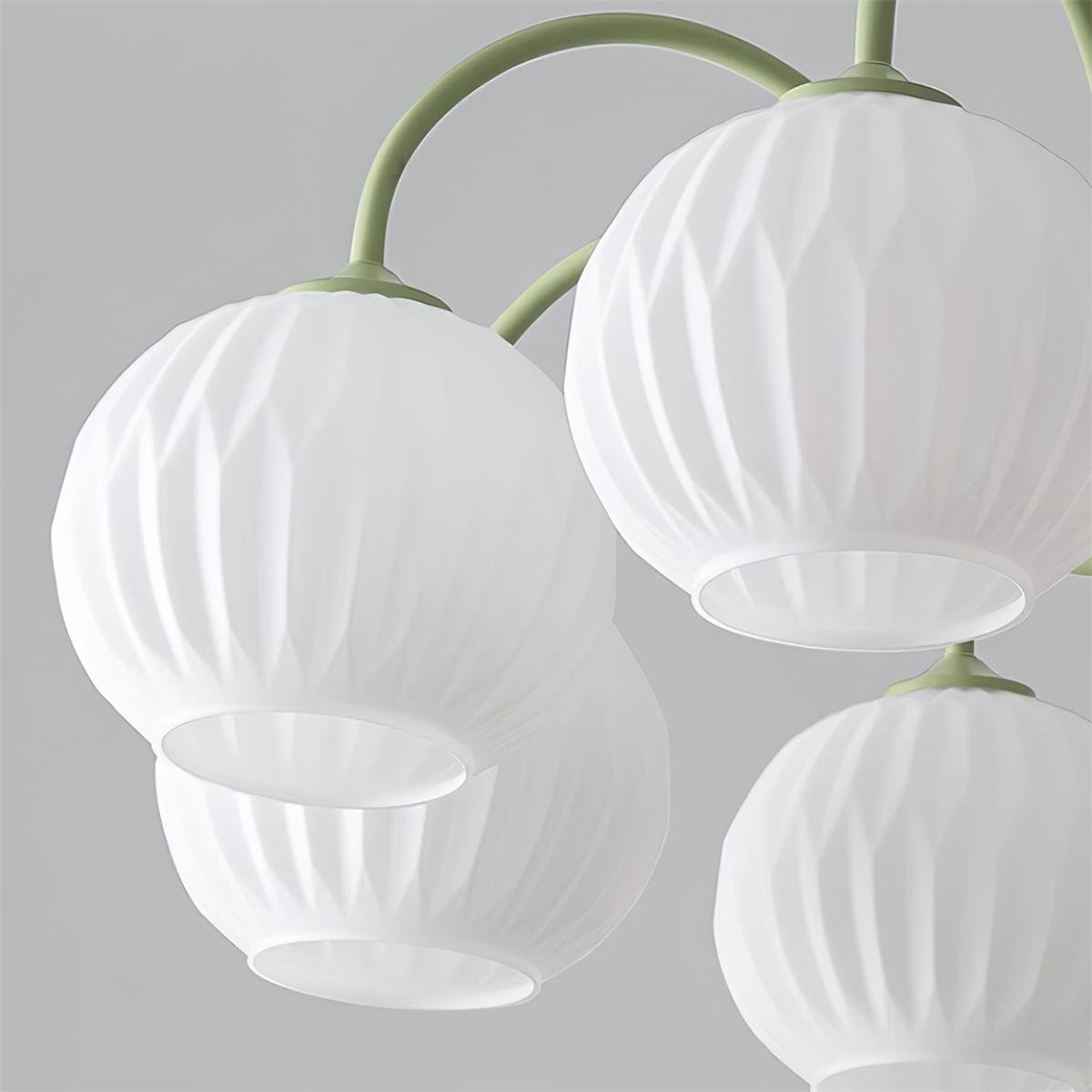 Colven Chandelier Green Ribbed Glass Modern 8-Light-Neutral Decor