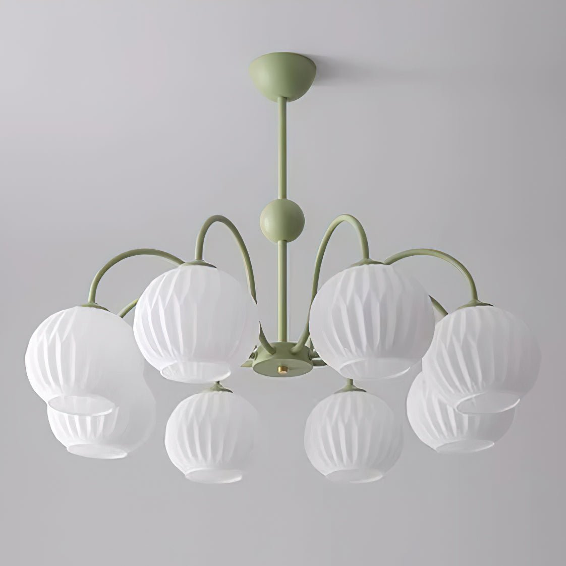 Colven Chandelier Green Ribbed Glass Modern 8-Light-Neutral Decor