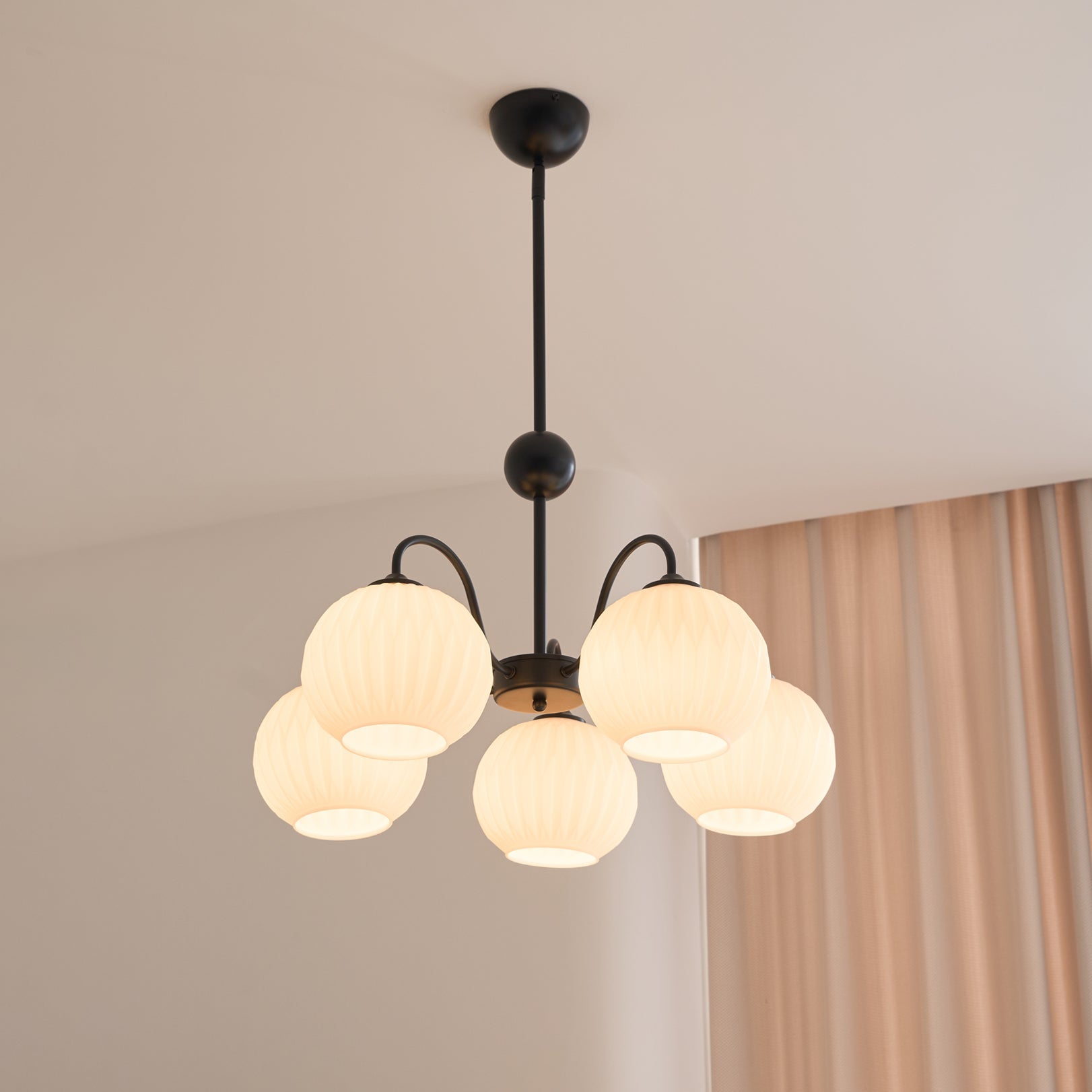 Colven Chandelier Green Ribbed Glass Modern 8-Light-Neutral Decor