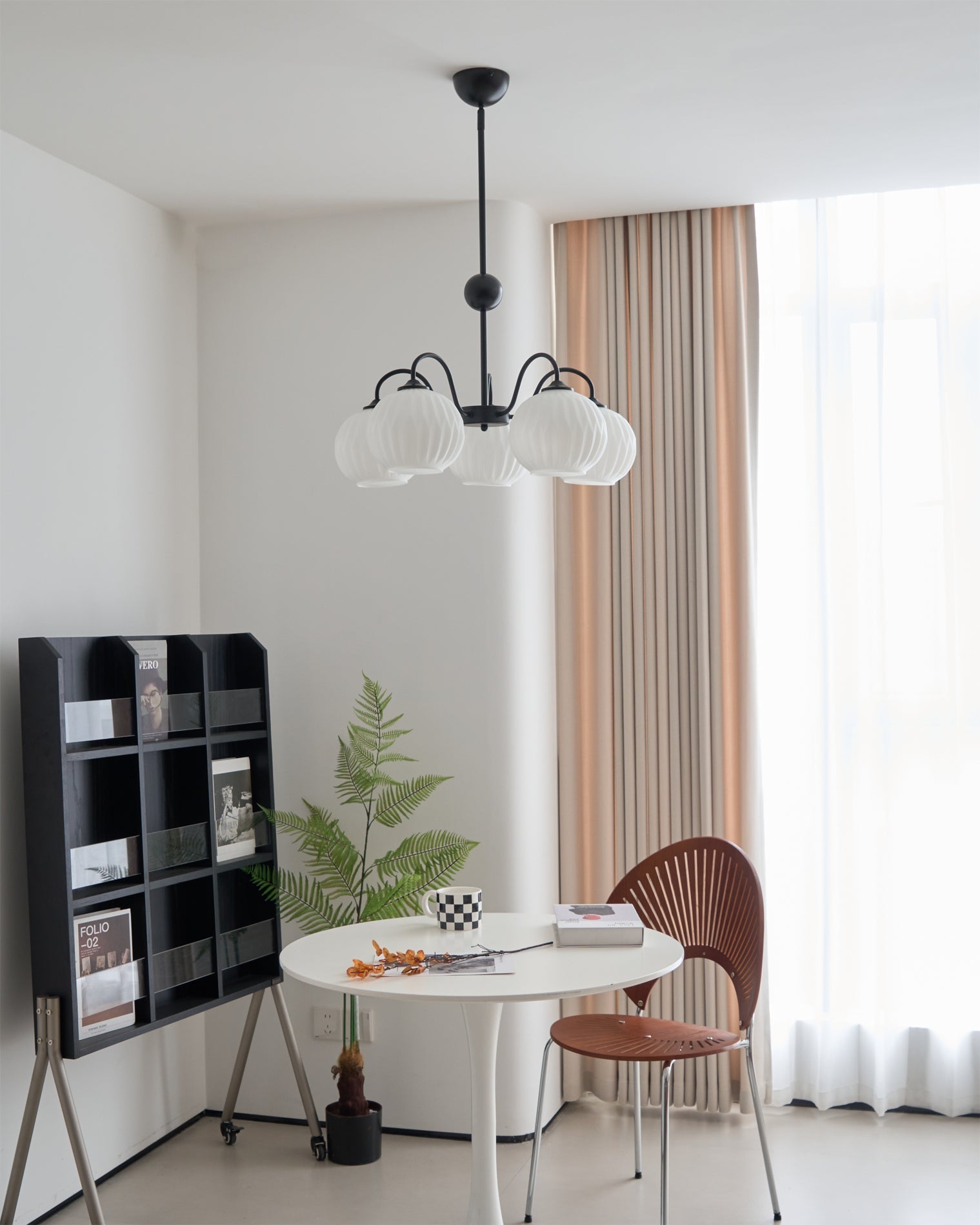 Colven Chandelier Green Ribbed Glass Modern 8-Light-Neutral Decor