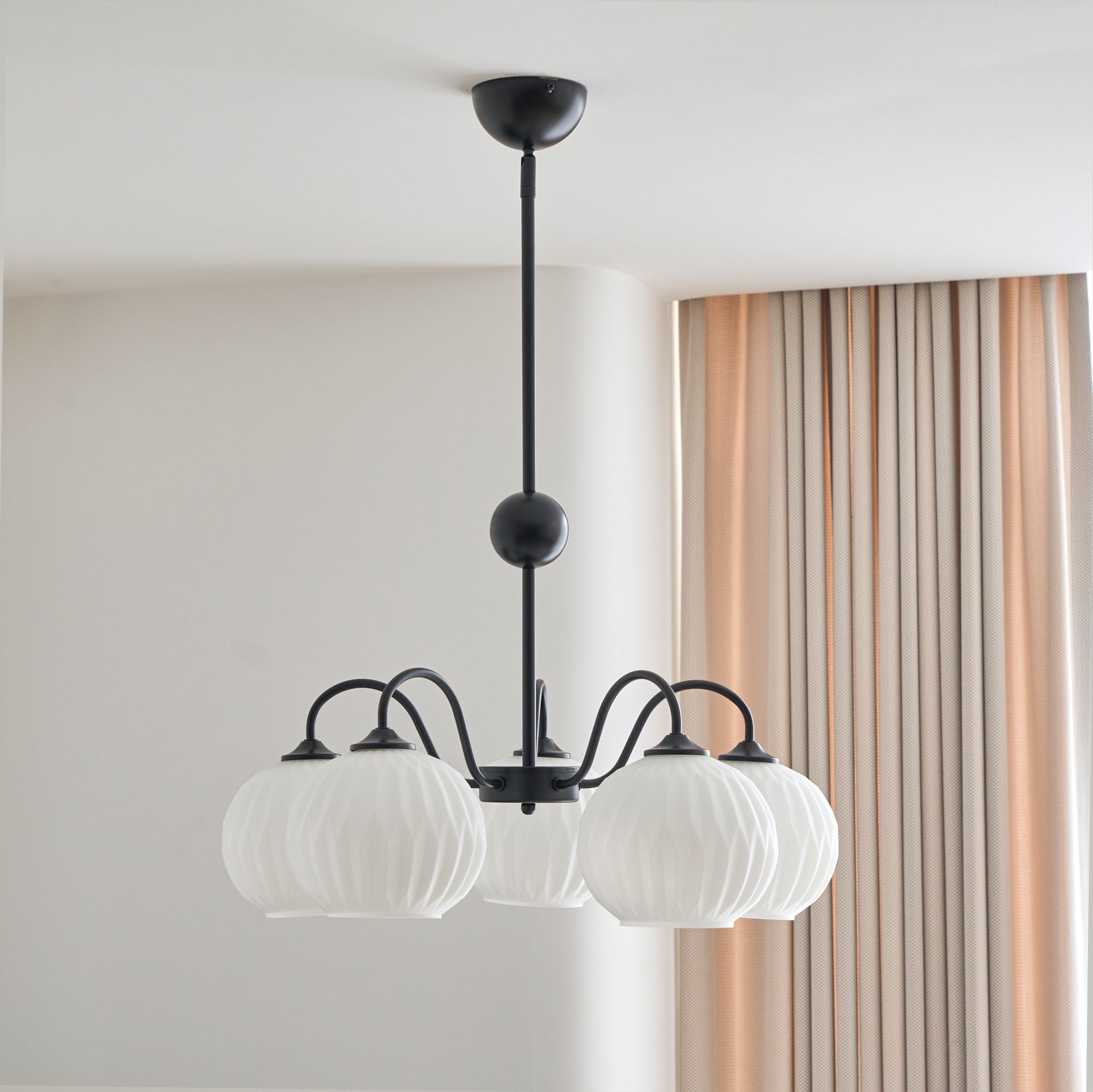 Colven Chandelier Green Ribbed Glass Modern 8-Light-Neutral Decor