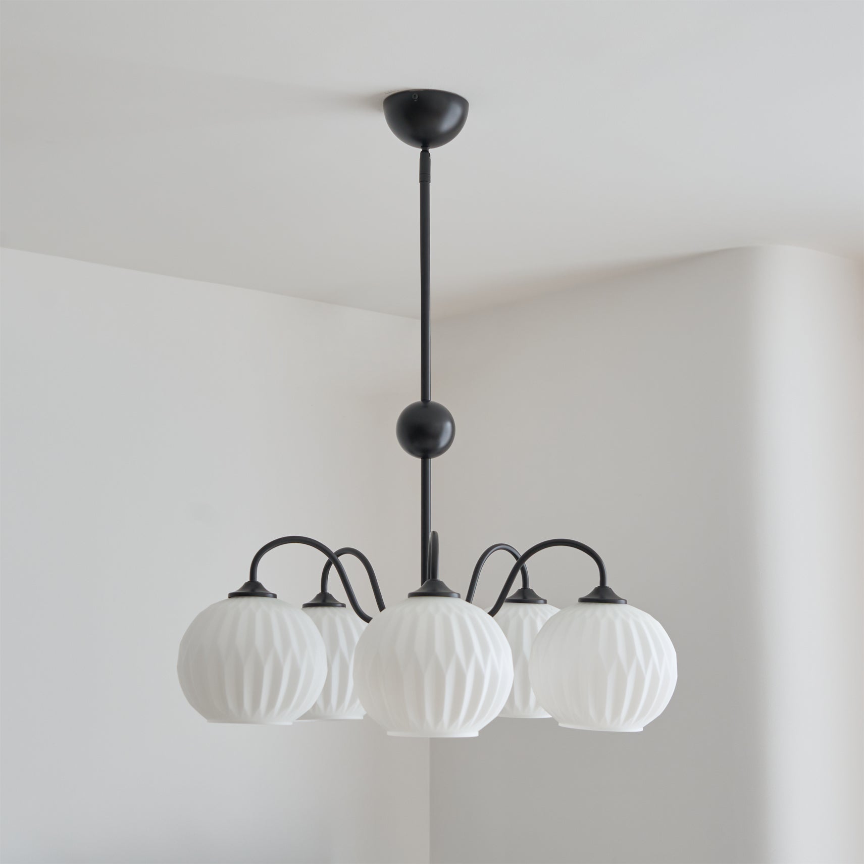Colven Chandelier Green Ribbed Glass Modern 8-Light-Neutral Decor