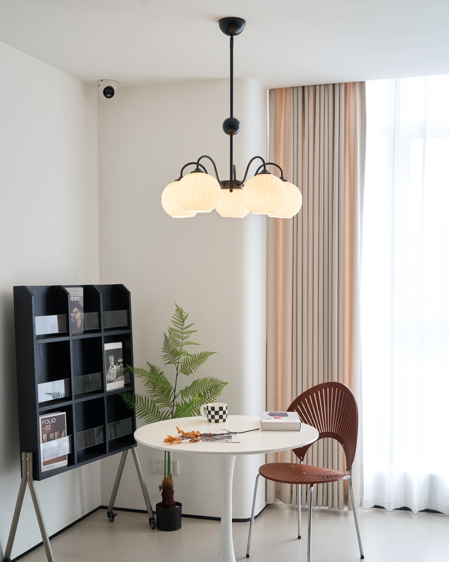 Colven Chandelier Green Ribbed Glass Modern 8-Light-Neutral Decor