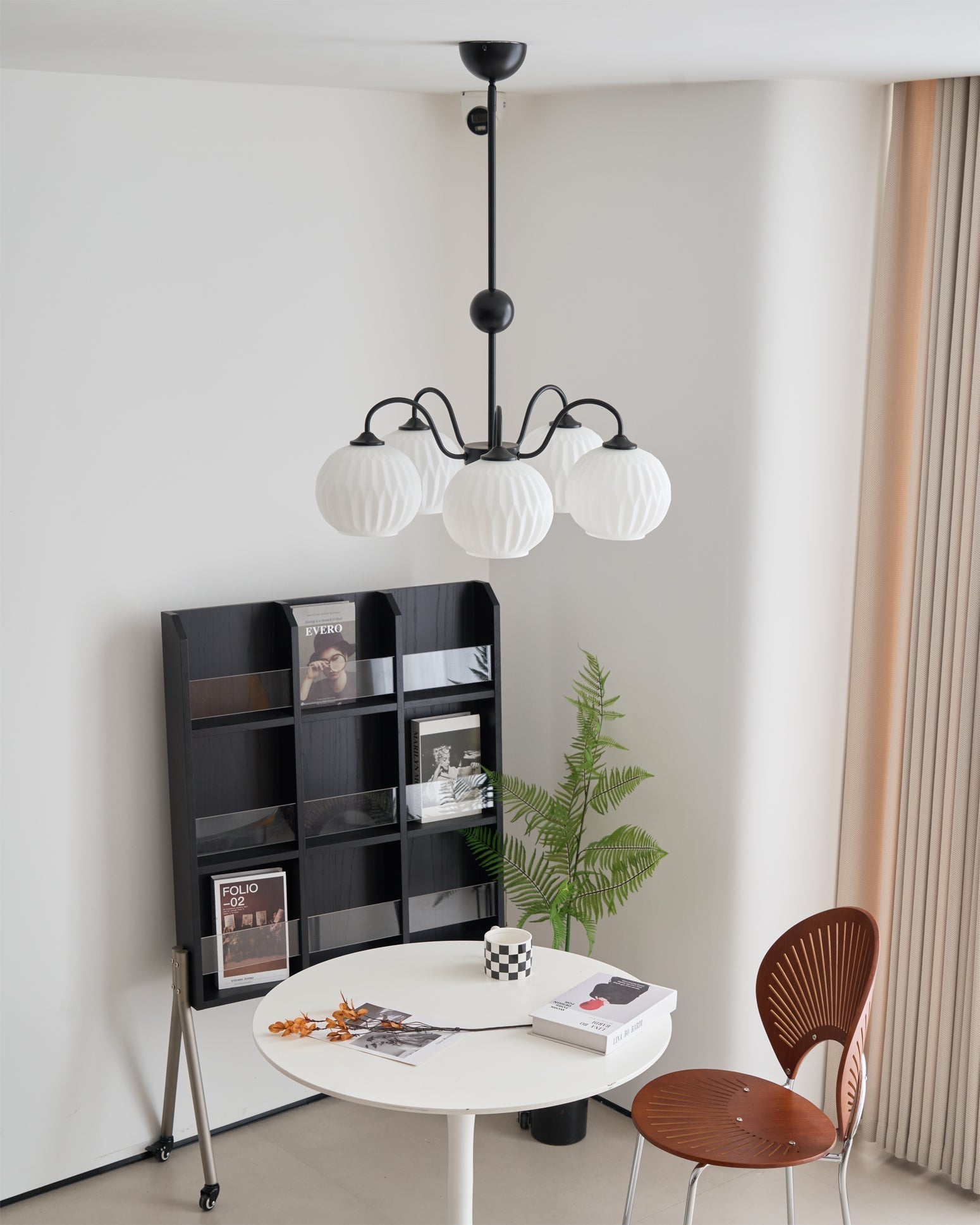 Colven Chandelier Green Ribbed Glass Modern 8-Light-Neutral Decor