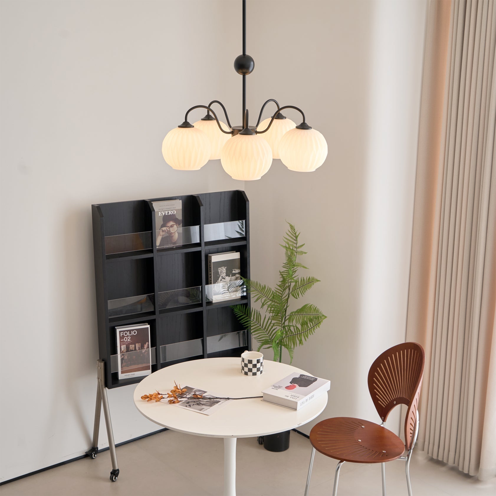 Colven Chandelier Green Ribbed Glass Modern 8-Light-Neutral Decor