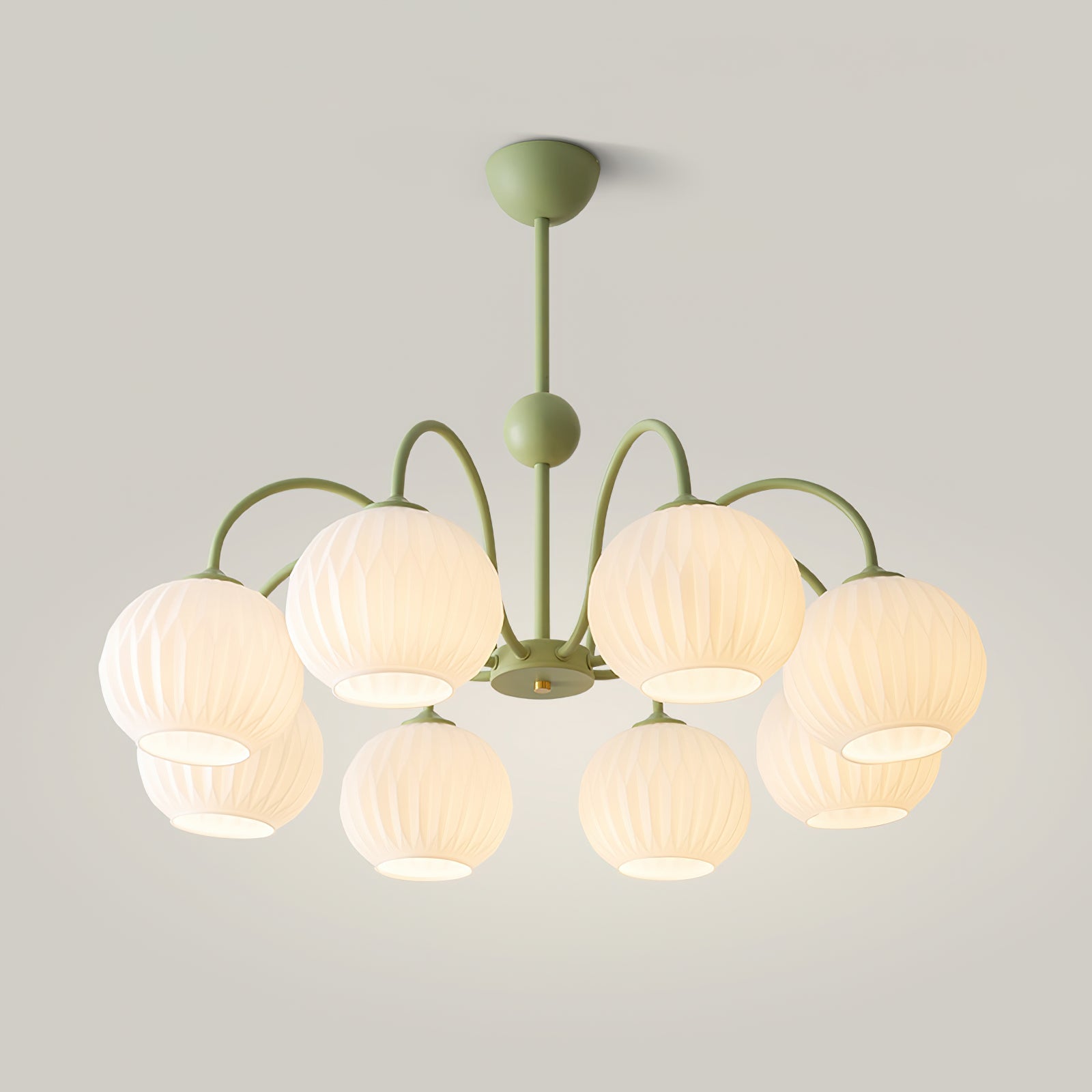 Colven Chandelier Green Ribbed Glass Modern 8-Light-Neutral Decor