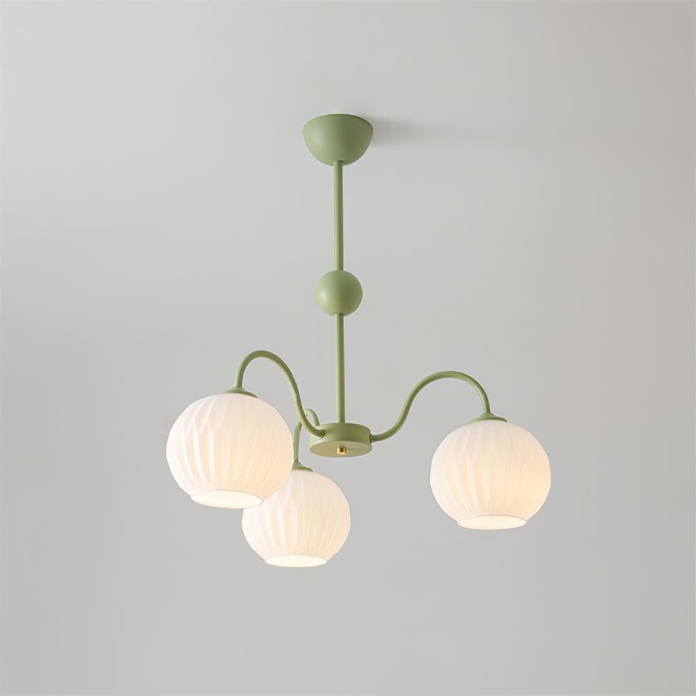 Colven Chandelier Green Ribbed Glass Modern 8-Light-Neutral Decor