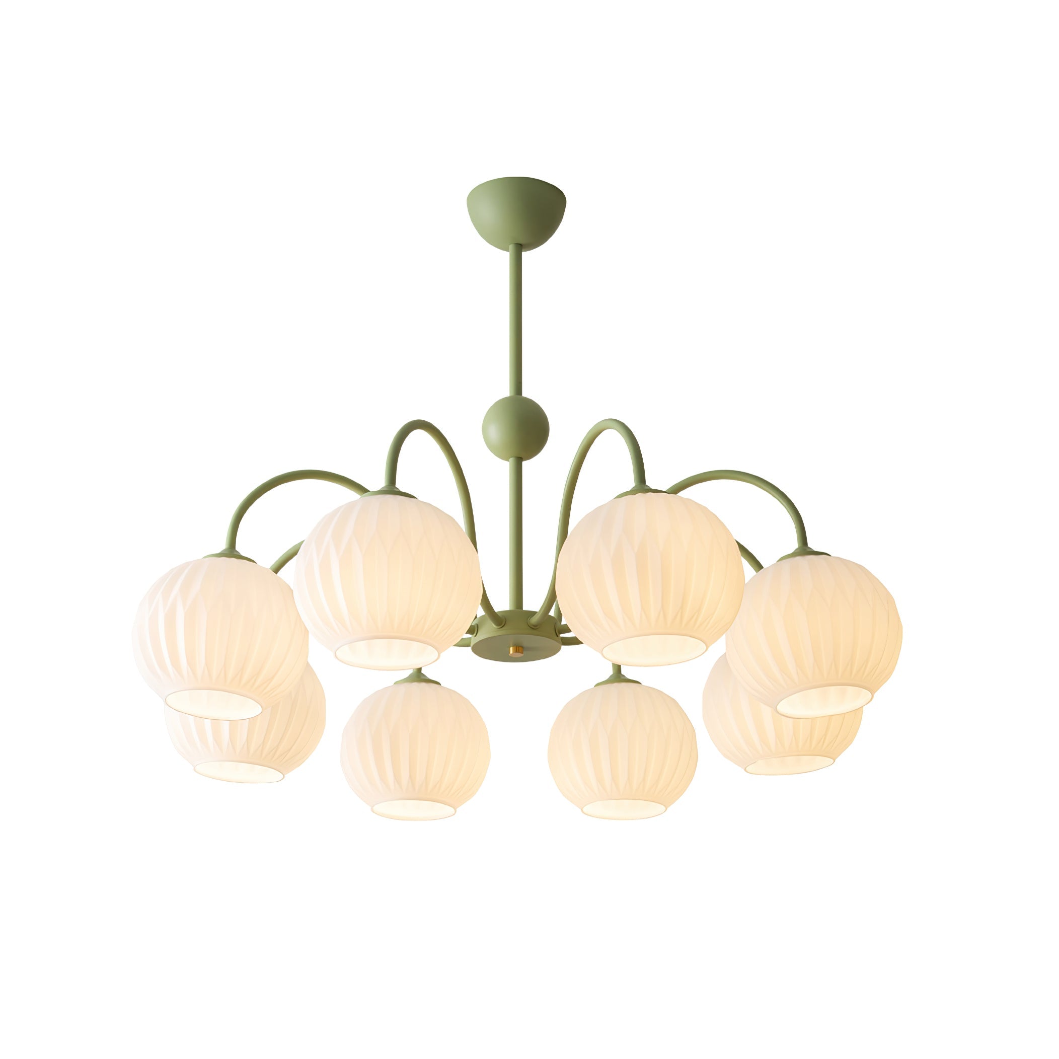 Colven Chandelier Green Ribbed Glass Modern 8-Light-Neutral Decor