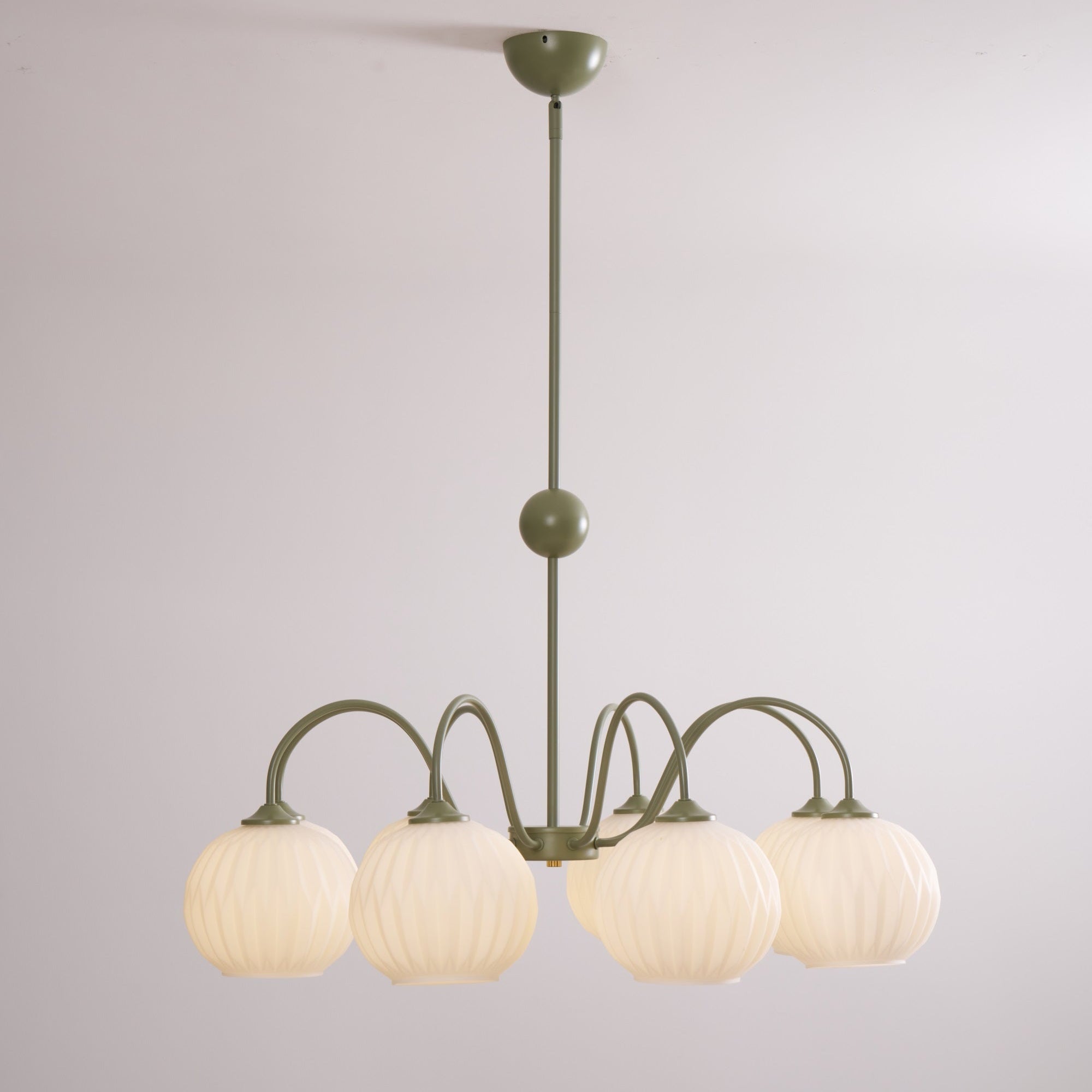 Colven Chandelier Green Ribbed Glass Modern 8-Light-Neutral Decor