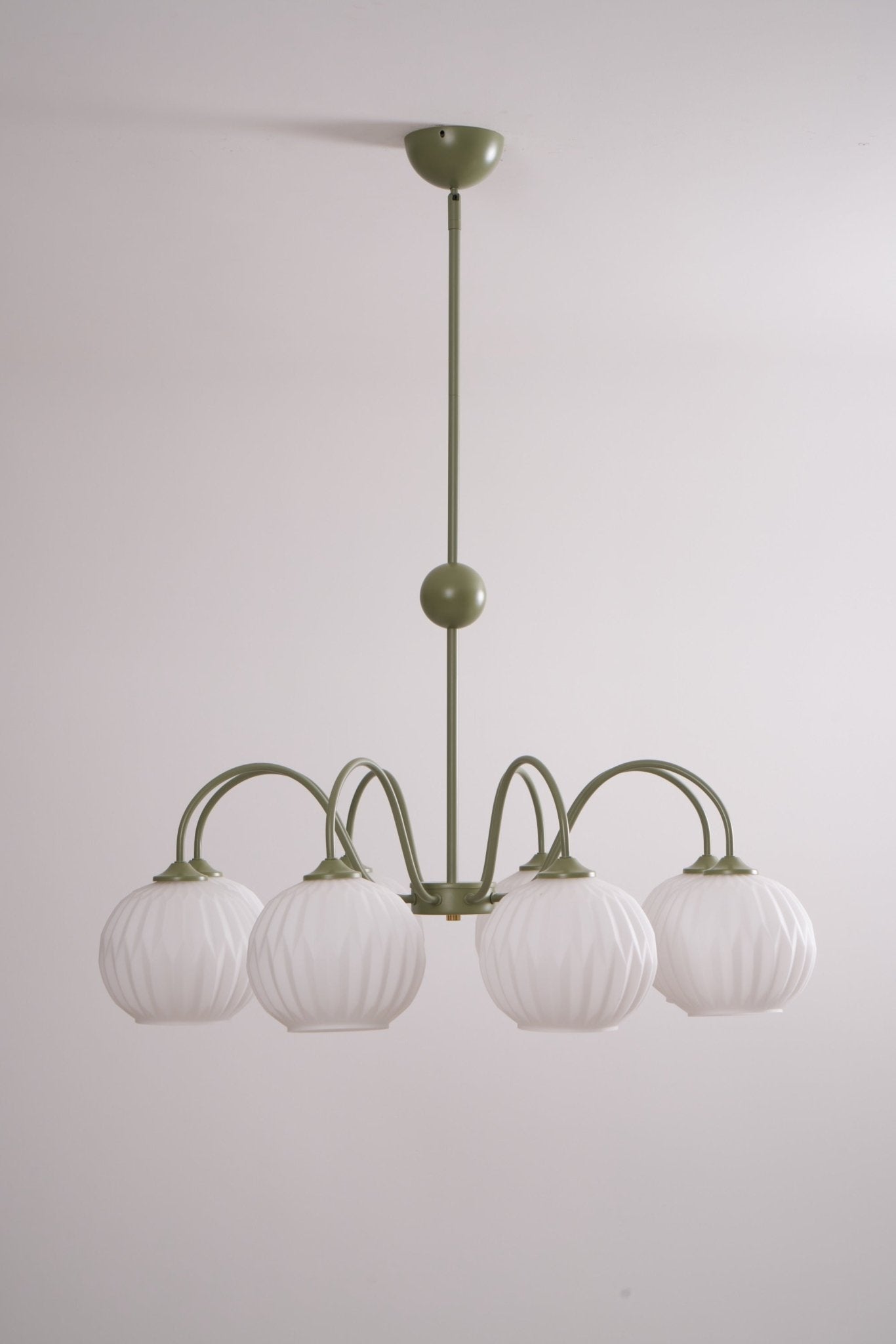 Colven Chandelier Green Ribbed Glass Modern 8-Light-Neutral Decor