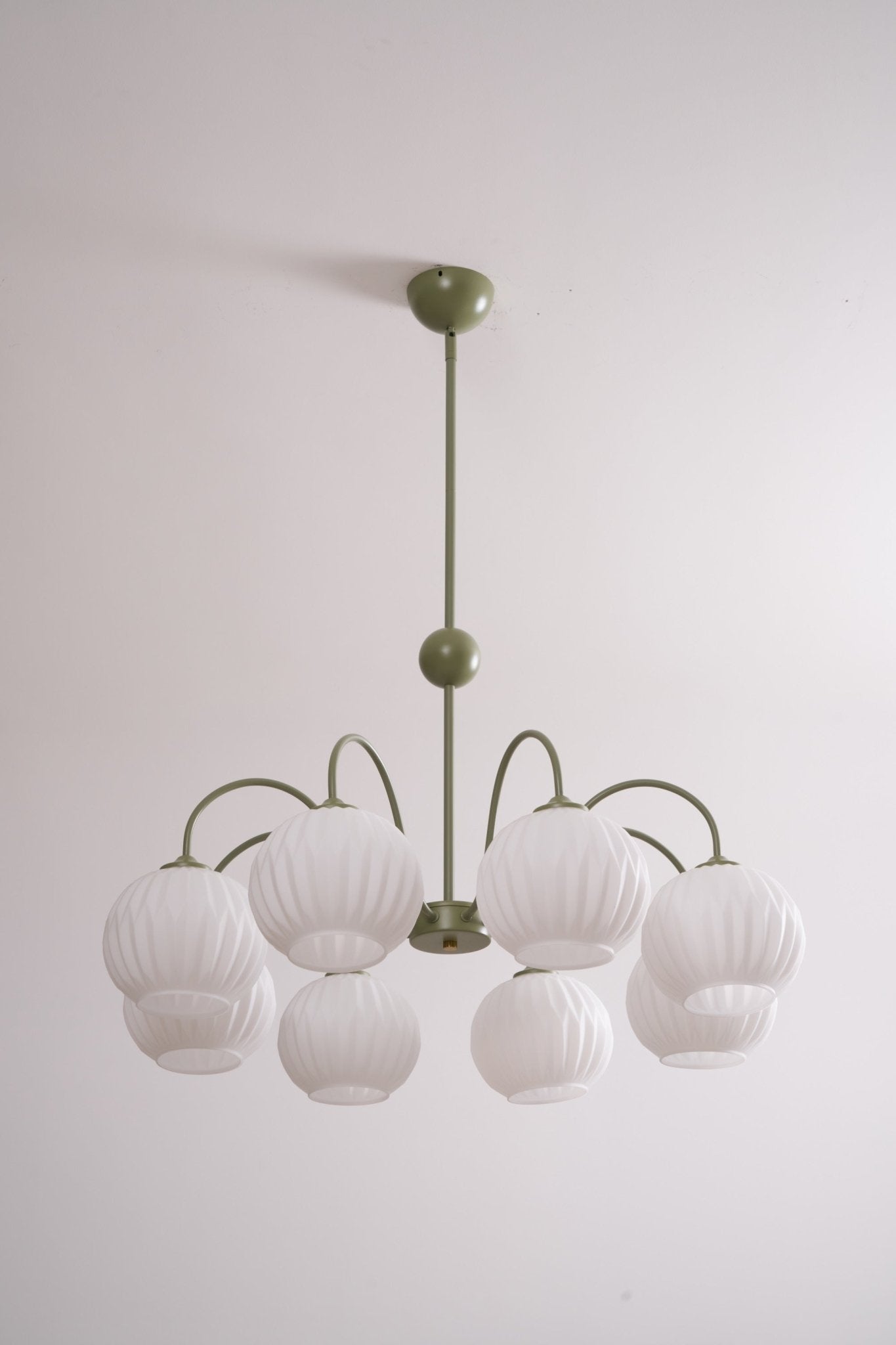 Colven Chandelier Green Ribbed Glass Modern 8-Light-Neutral Decor
