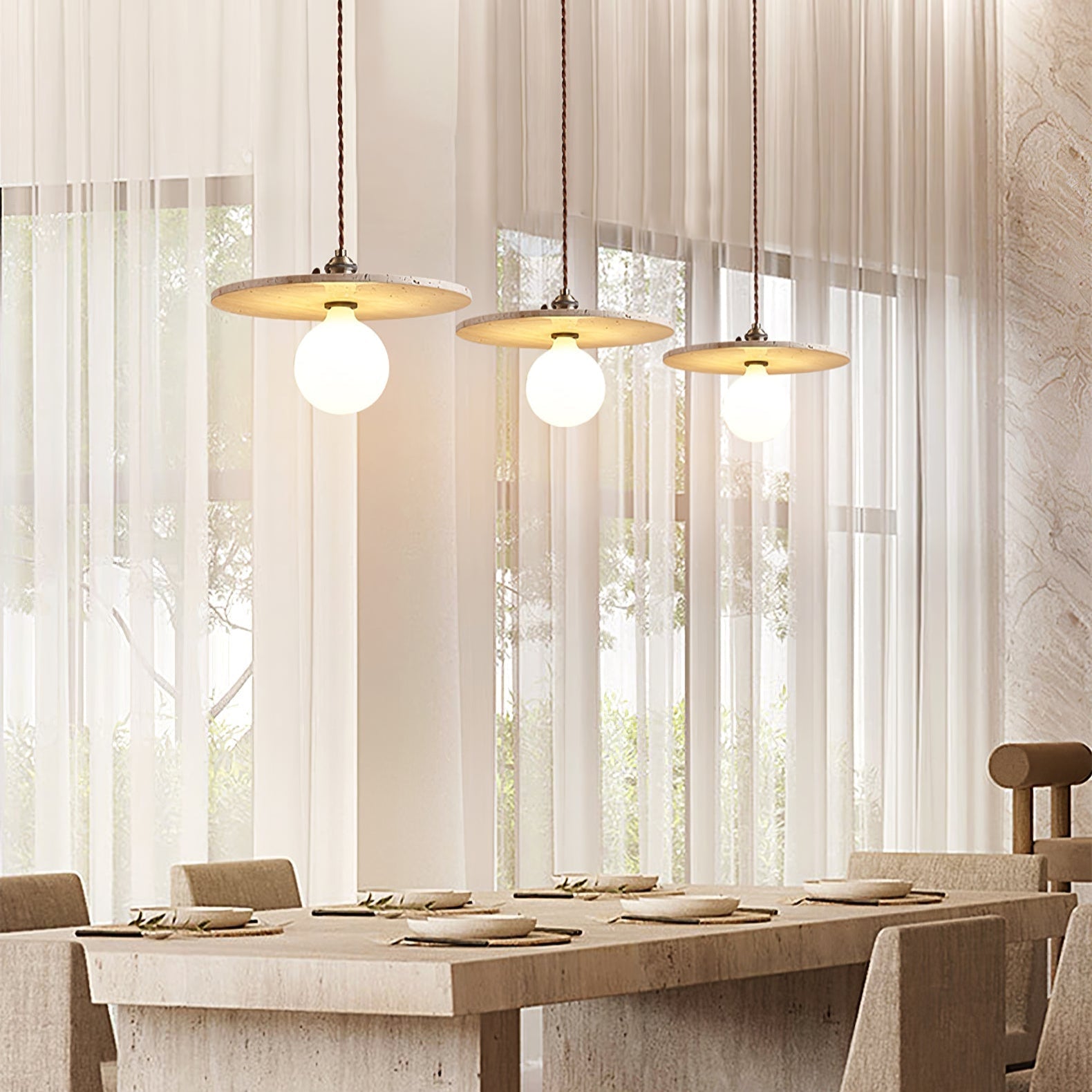 Nico Minimalist Travertine Pendant Light-Neutral Decor